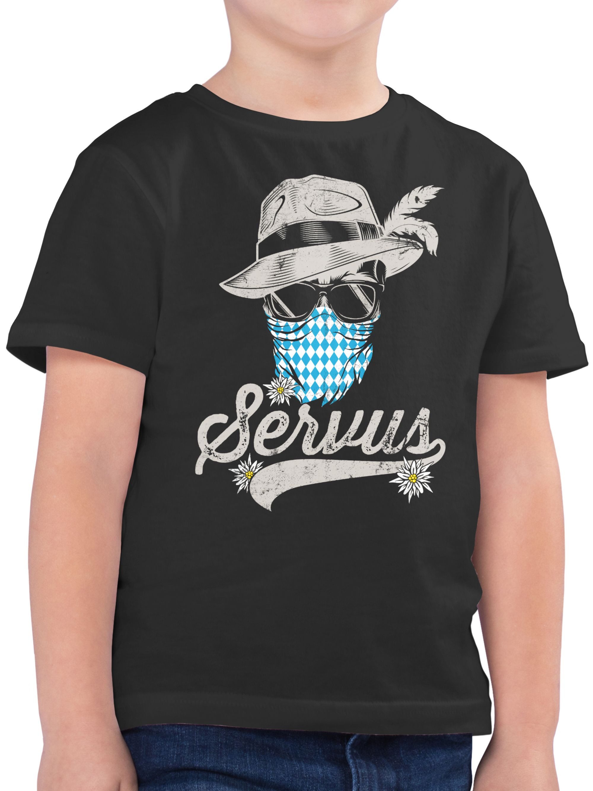 T-Shirt Servus Totenkopf Bayern Edelweiß Trachten Bayrisch Tirol Bavaria