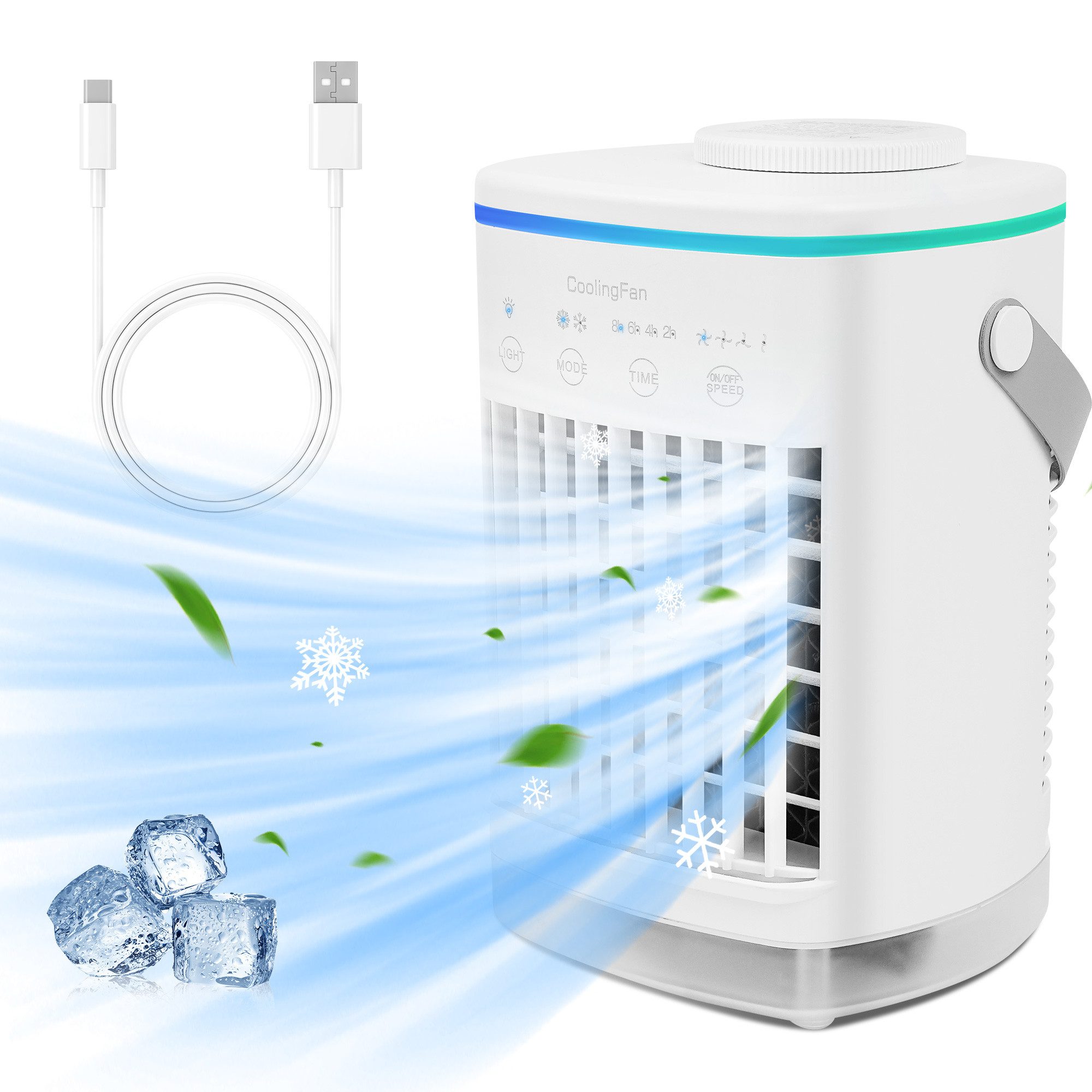 KNKA Tischventilator, Ventilator mit Kühlung, Mini Klimaanlage, Luftkühler mit Wasserkühlung