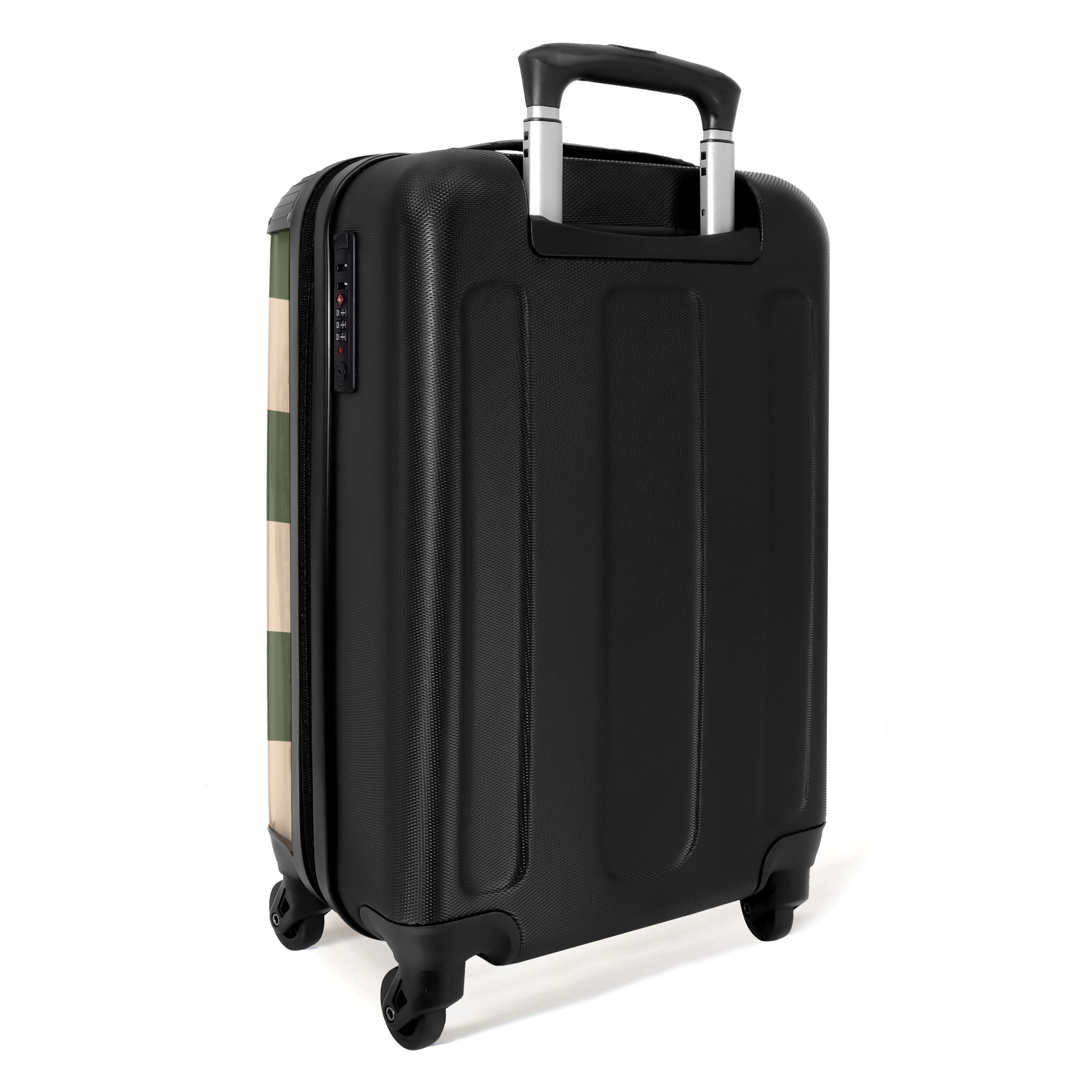 NoBoringSuitcases.com© Hartschalen-Trolley Grün mit beigem Schachbrettmuster 55x35x20cm, 4 Rollen, Reisekoffer mit 4 Rollen, Carry on luggage, Männer