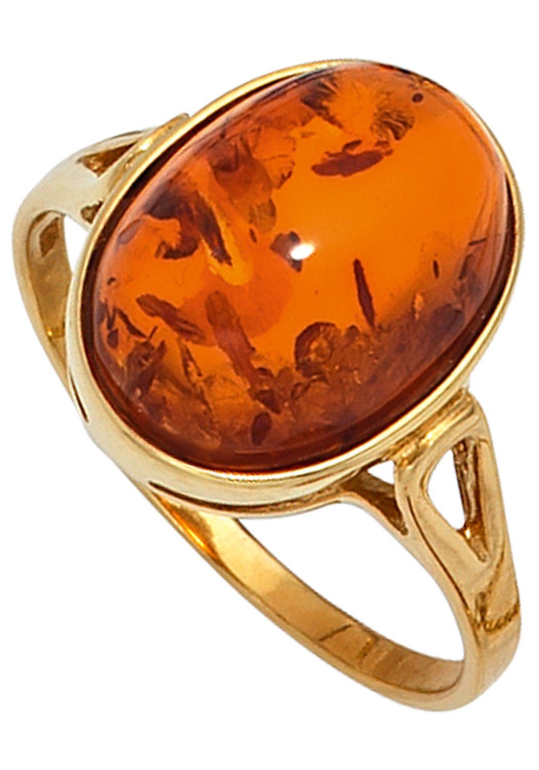 JOBO Goldring, 375 Gold mit Bernstein