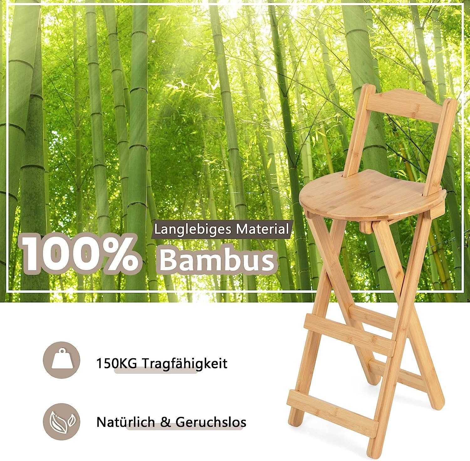 x 34 aus 84 Bambus, Barstühle cm 2 St), x (Set, Barhocker KOMFOTTEU 28
