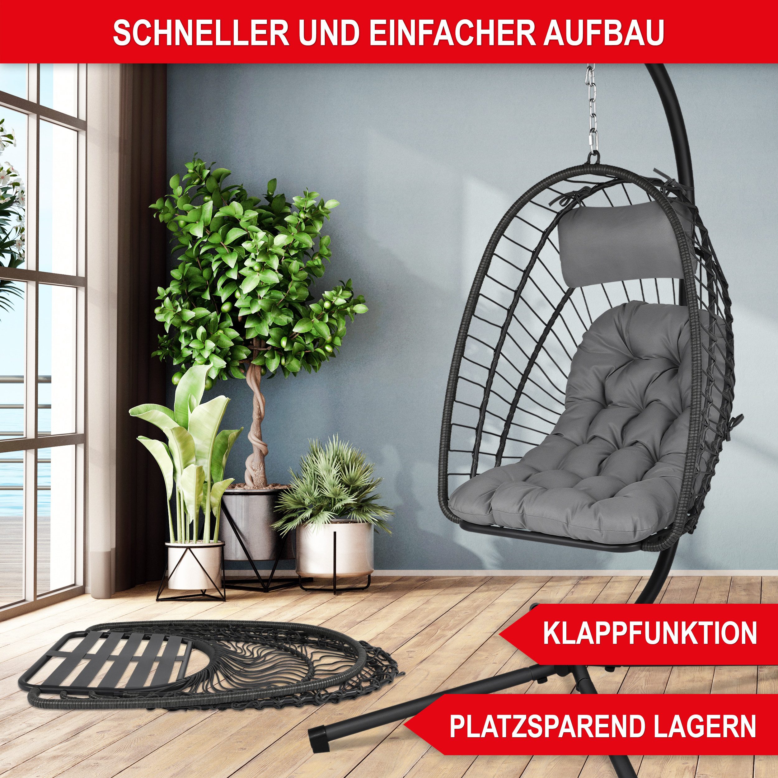 Onbest Hängesessel mit Schutzhülle 130kg 360° günstig online kaufen