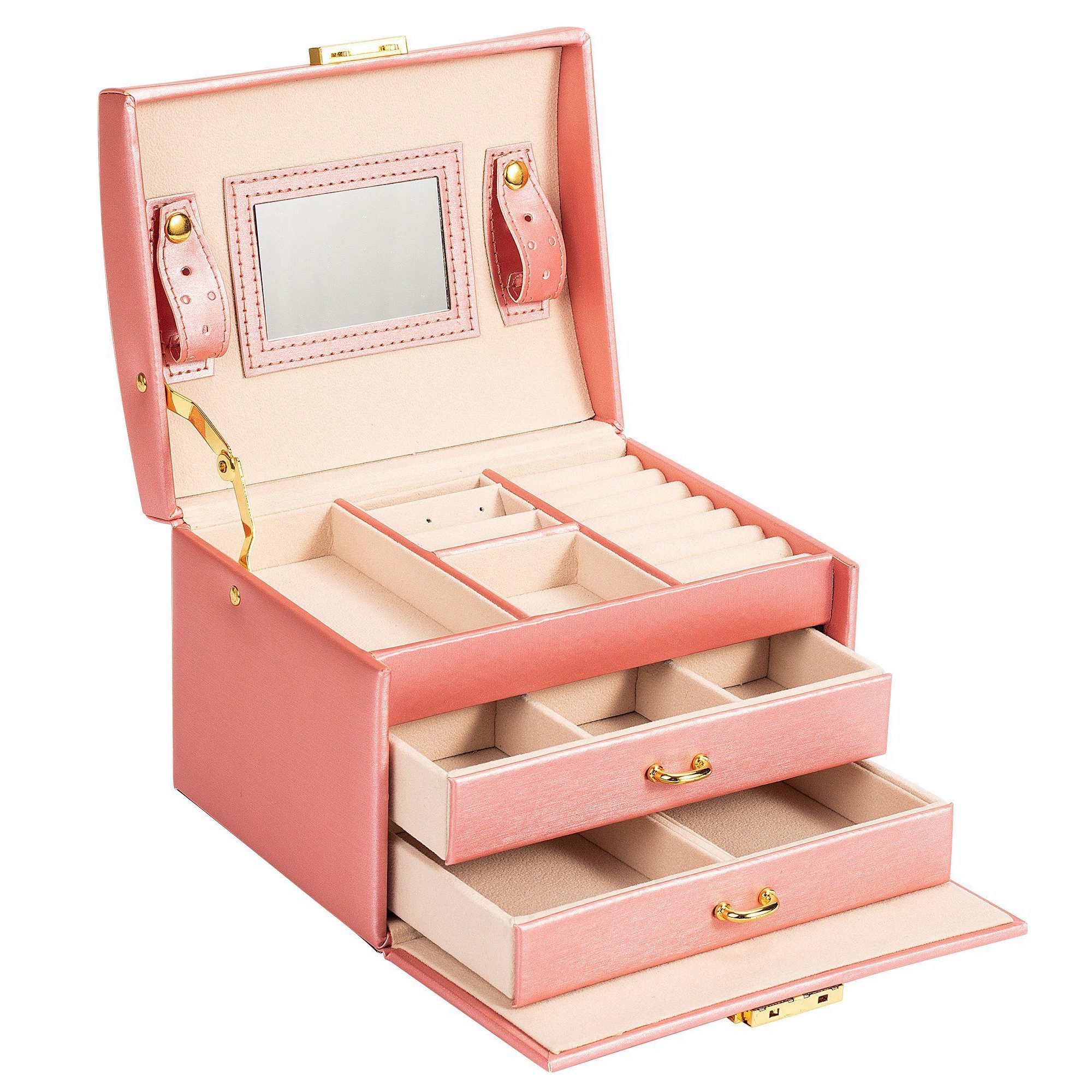 AdelDream Schmuckkasten YY-J021, Schöne Leder Schmuckschatulle Fall Aufbewahrung Organizer