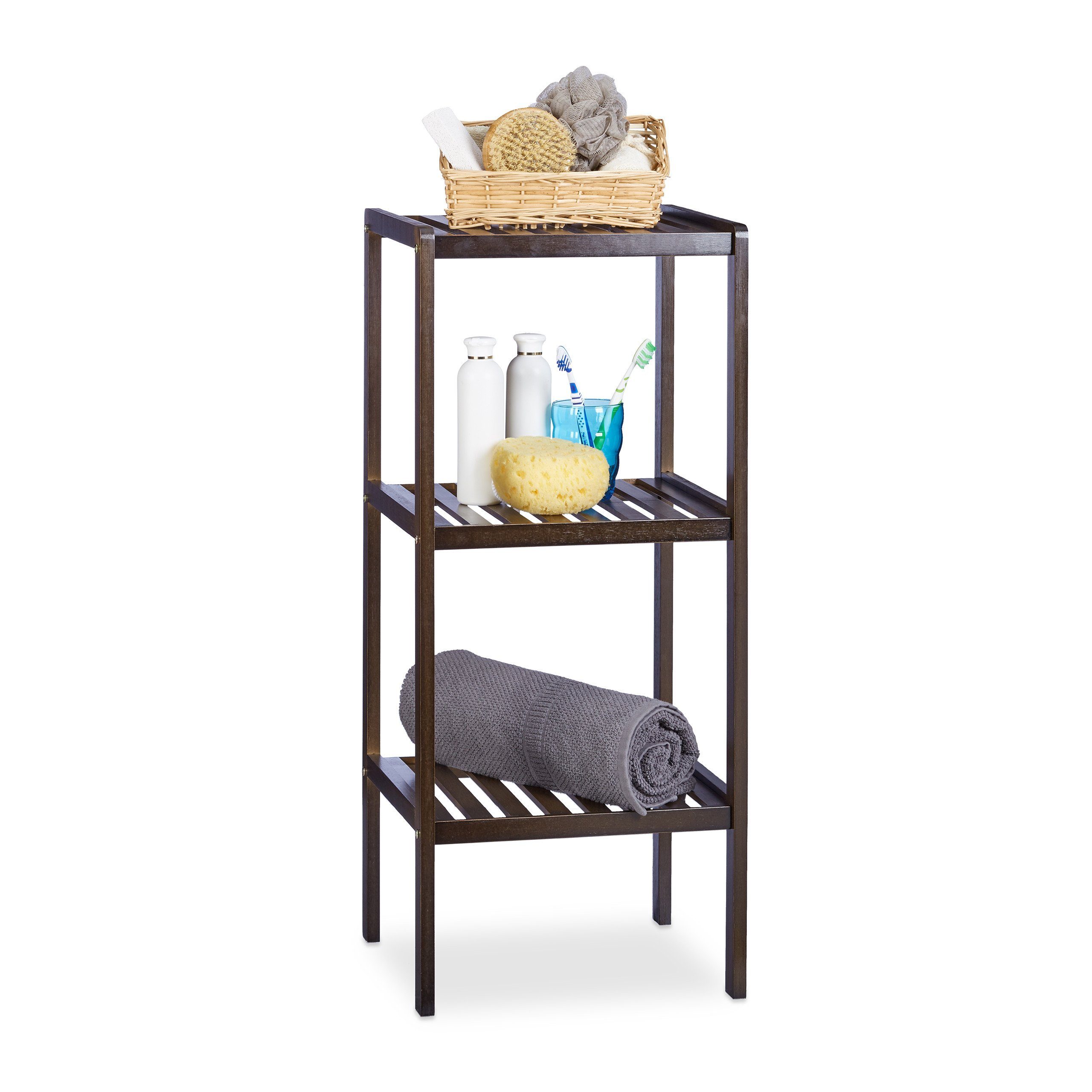 relaxdays Badregal Bambus Badregal mit 3 günstig online kaufen