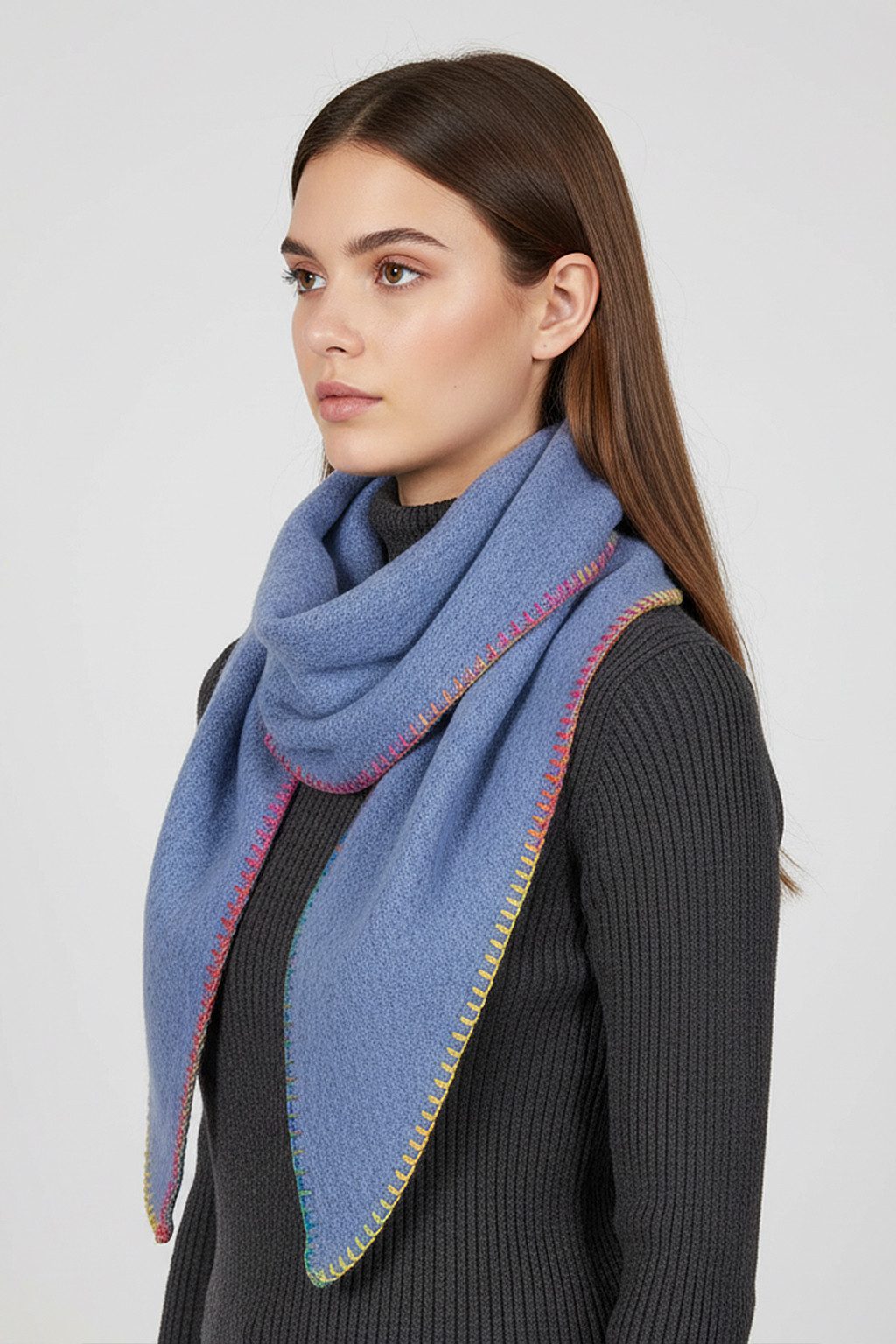 Faera Modeschal Regenbogen Zierkante Sehr Weich, (1-St), 9430 in Blau günstig online kaufen