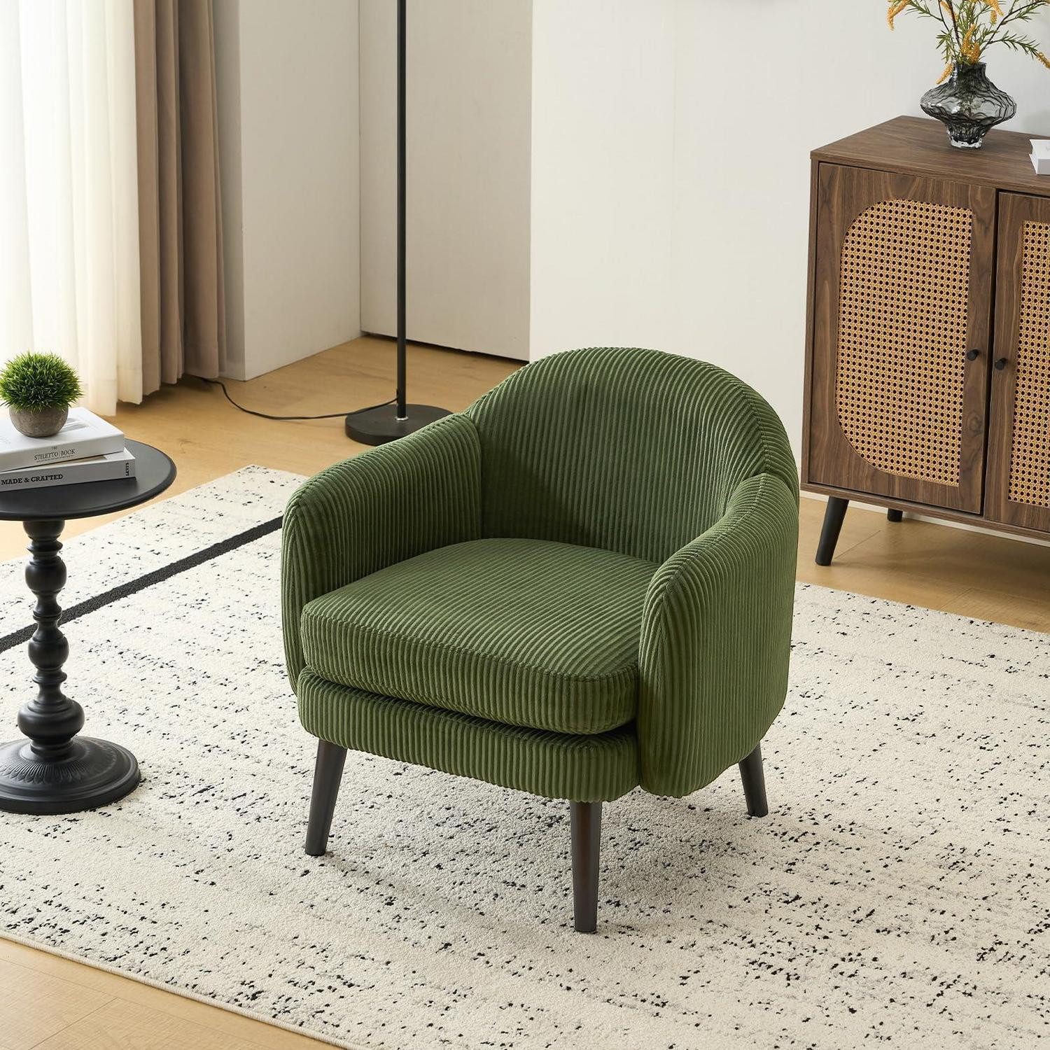 LuxusKollektion Cocktailsessel Sessel Cocktailsessel Loungesessel Lesesessel 113kg Cord-stoff Grün
