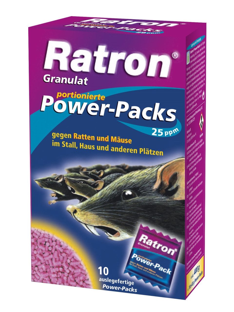 Trend Line Rattengift Ratron Rattenköder Granulat Power-Packs 25 ppm, 0.4 l