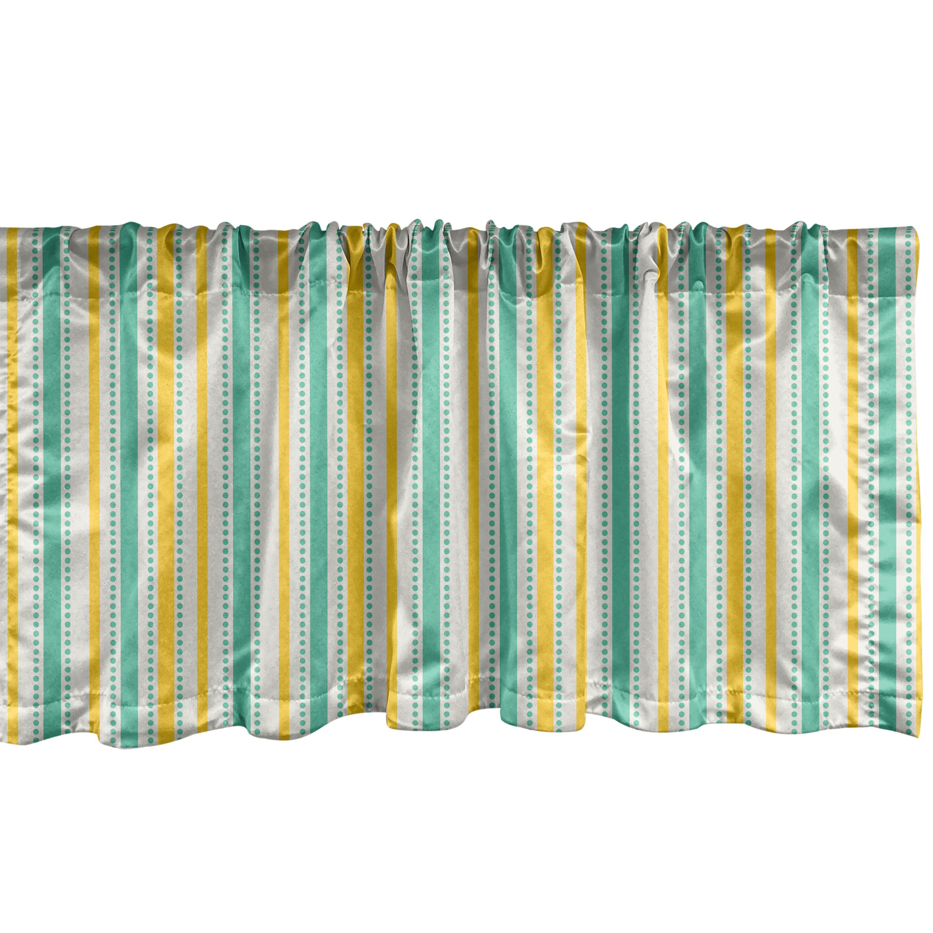 Scheibengardine Vorhang Volant für Küche Schlafzimmer Dekor mit Stangentasche, Abakuhaus, Microfaser, Geometrisch Sommer-Streifen-Punkte