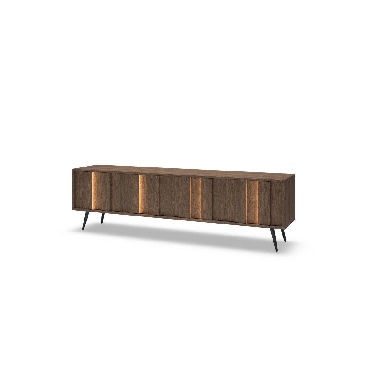 yourhouse24 Lowboard AMARO 183cm (4 Türen) – Eiche Dunin mit Lamellen & inkl. LED