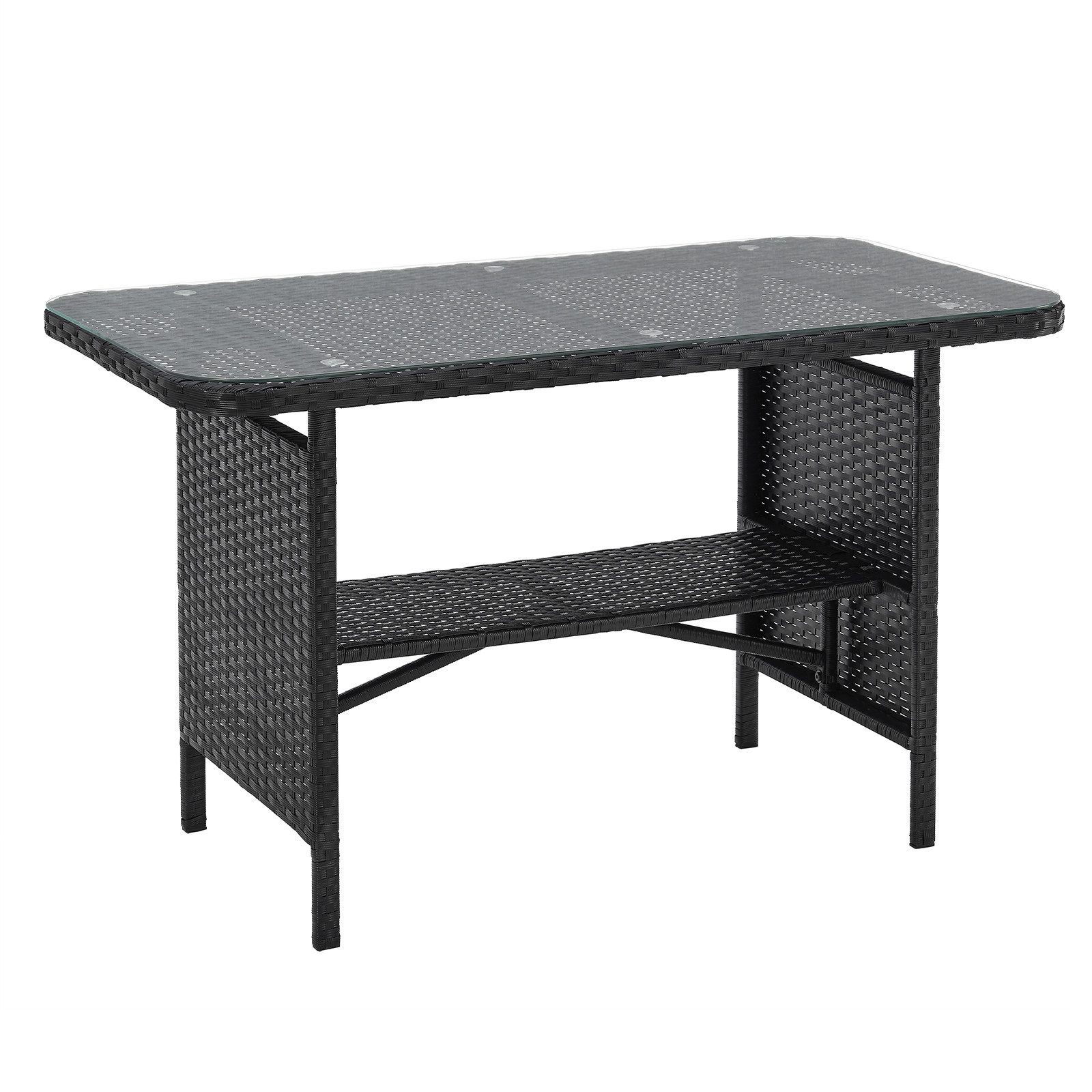 SVITA Garten-Essgruppe DALLAS, Polyrattan, 4-teilig, Outdoor Set, 2 Sessel, 2er-Sofa, Esstisch – Bild 4 von 5