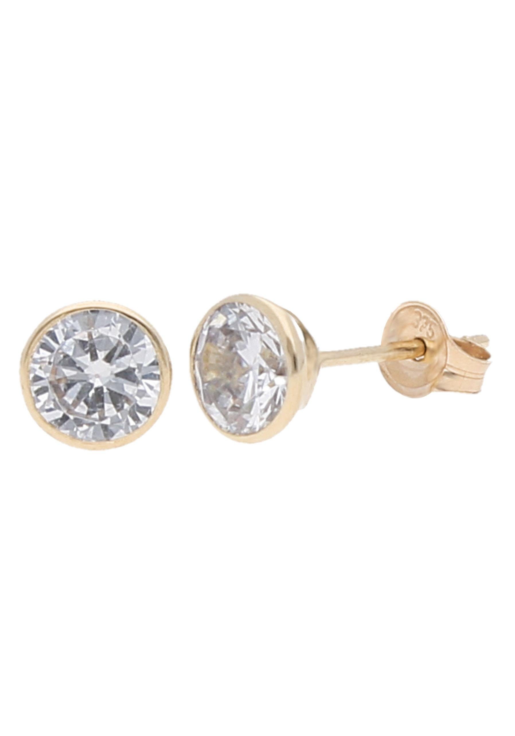 Firetti Paar Ohrstecker Schmuck Geschenk Gold 375 Ohrschmuck Solitär, mit Zirkonia (synth)
