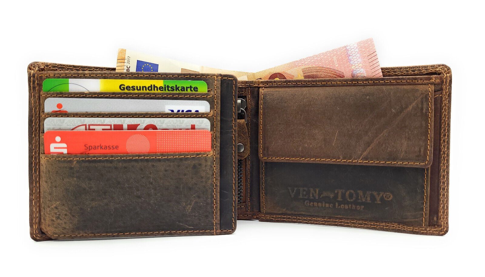 Geldbörse robustes Büffelleder Portemonnaie mit RFID Schutz für Männer