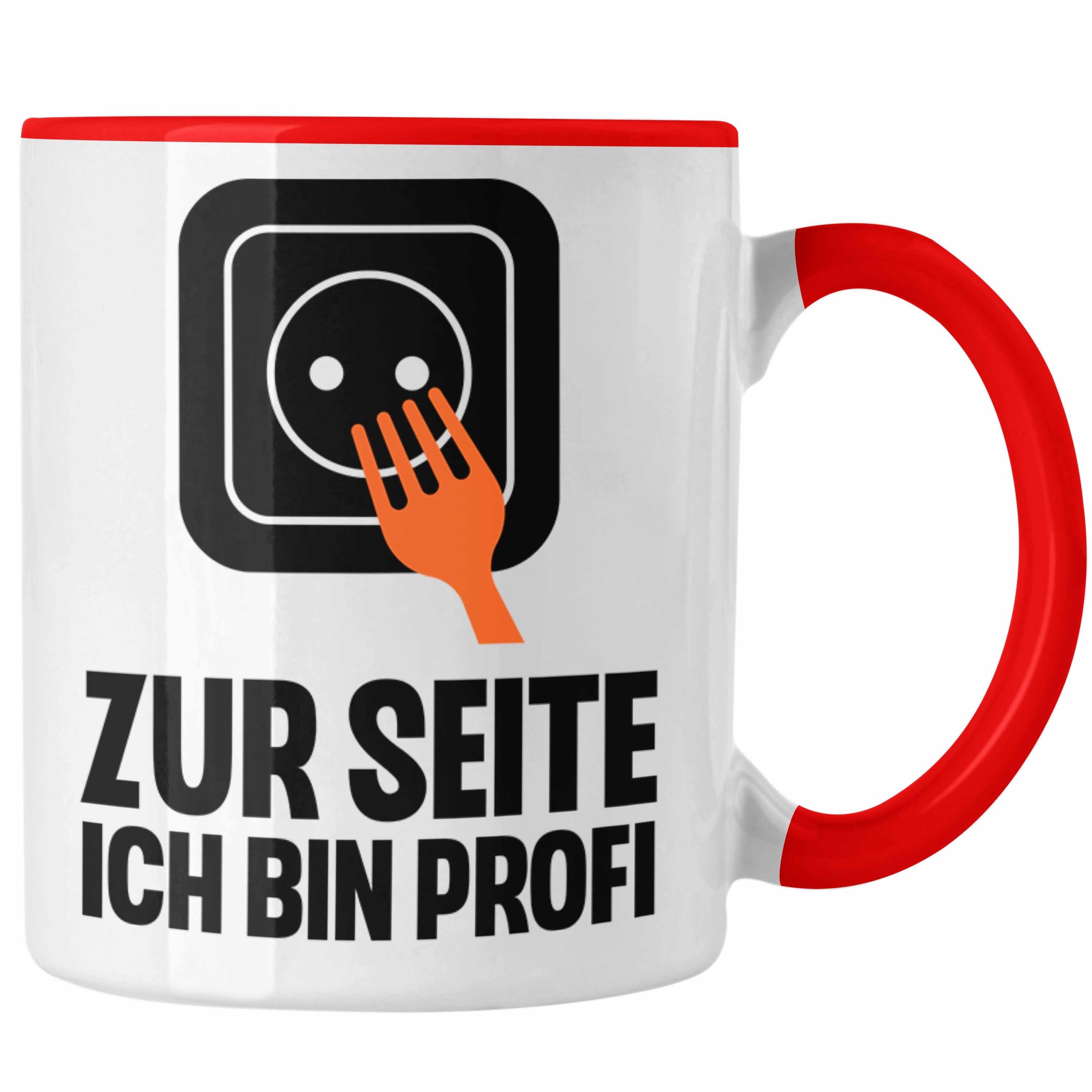 Trendation Tasse Trendation - Elektriker Tasse Spruch Männer Geschenk Lustig Gadget Geschenke Kaffeebecher Geschenkidee Rot