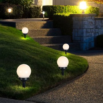 etc-shop LED Gartenleuchte, LED-Leuchtmittel fest verbaut, Warmweiß, 3er Set LED Außen Solar Lampen Kugel Design Erd Spieß Steck