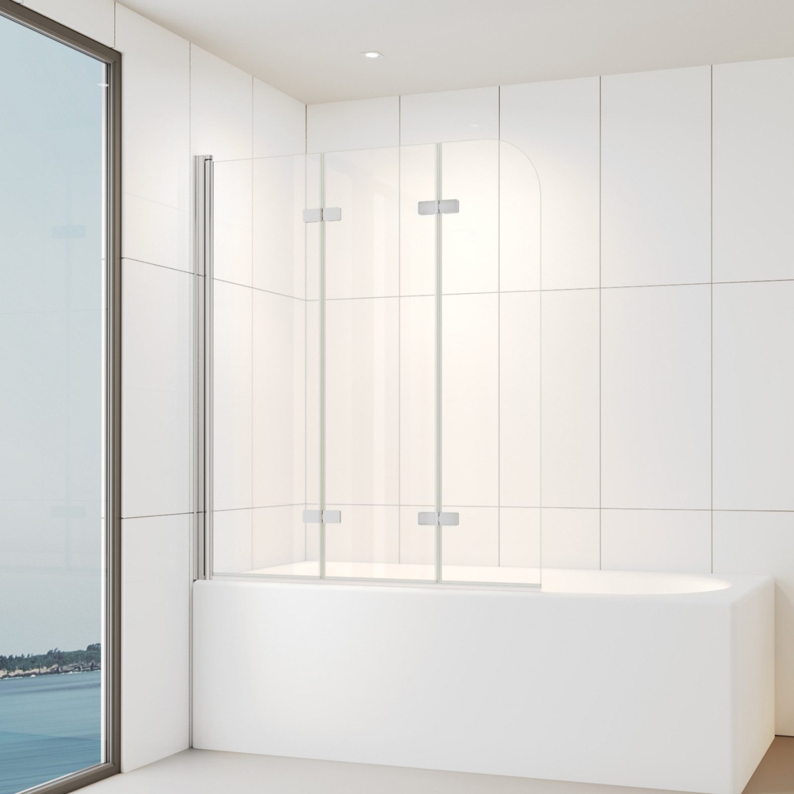 IMPTS Badewannenaufsatz Duschwand für Badewanne Duschabtrennung 2 TLG 3TLG Chrome Schwarz, Nano Sicherherisglas, (Set, 3 tlg), Duschtrennwand Badewanne Chrome 3 teilig Klarglas