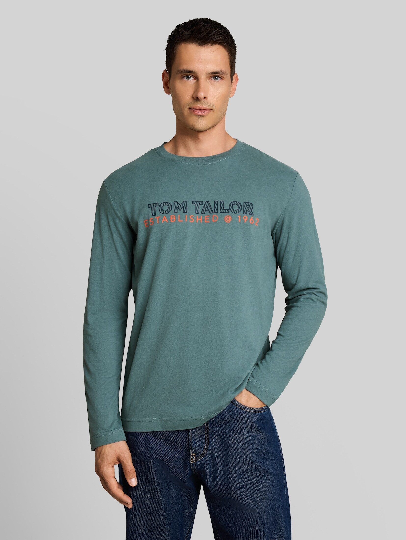 TOM TAILOR Langarmshirt T-Shirt (im Einserpack) Langarmshirt mit Logo-Print