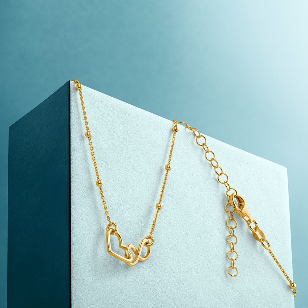 Miore Herzkette SIL006N - Halskette mit Infinity Herzanhänger - vergoldet 18 Karat, Silberkette mit 46 cm Länge - Made in Italy