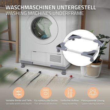 ECD Germany Waschmaschinenuntergestell Waschmaschinenznterschrank Waschmaschinensockel Erhöhung Unterbau, beweglich mit 8 Füßen 4 Räder verstellbar Breite 55-78cm Höhe 10-13cm