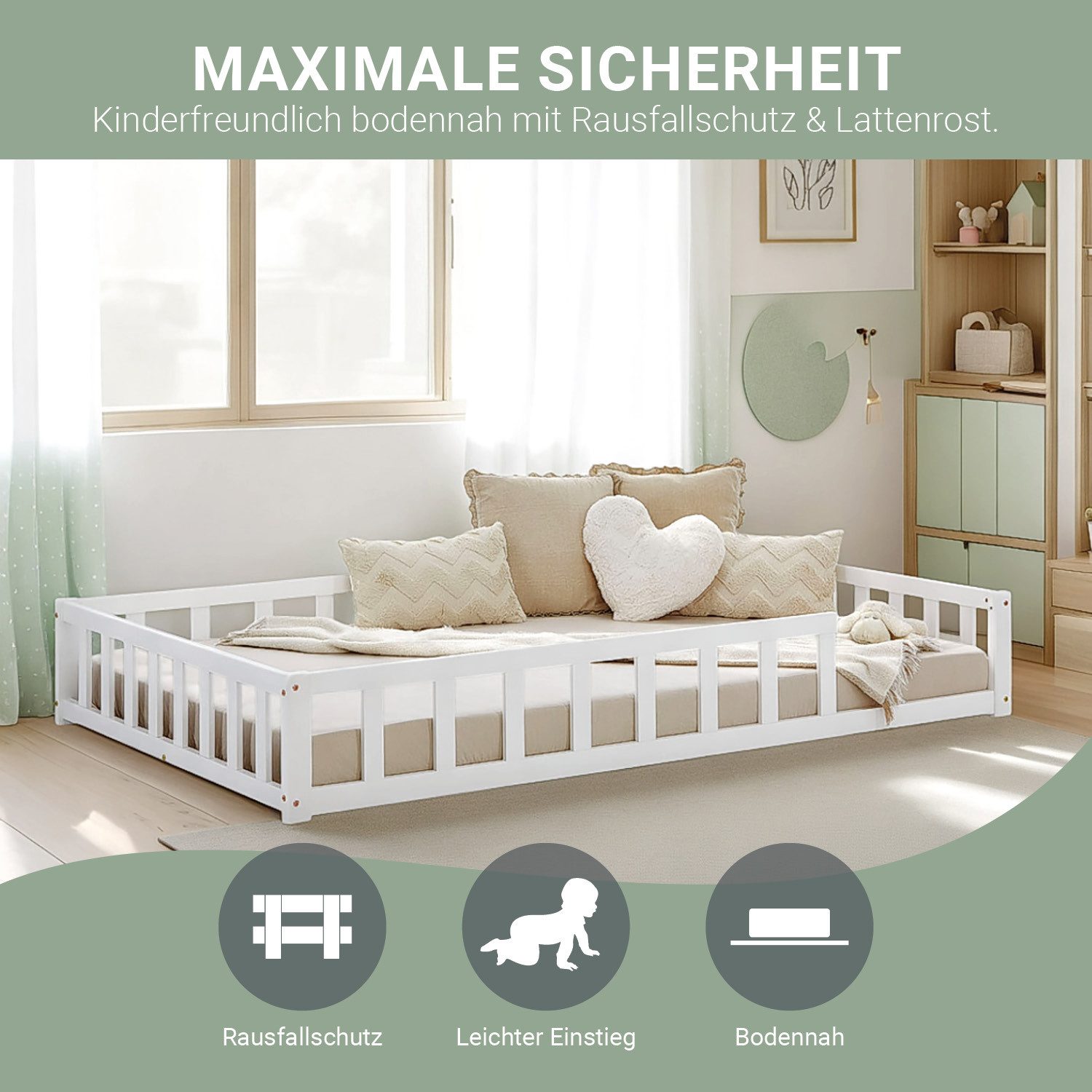 Homestyle4u Kinderbett 90x200 / 120x200 Weiß günstig online kaufen