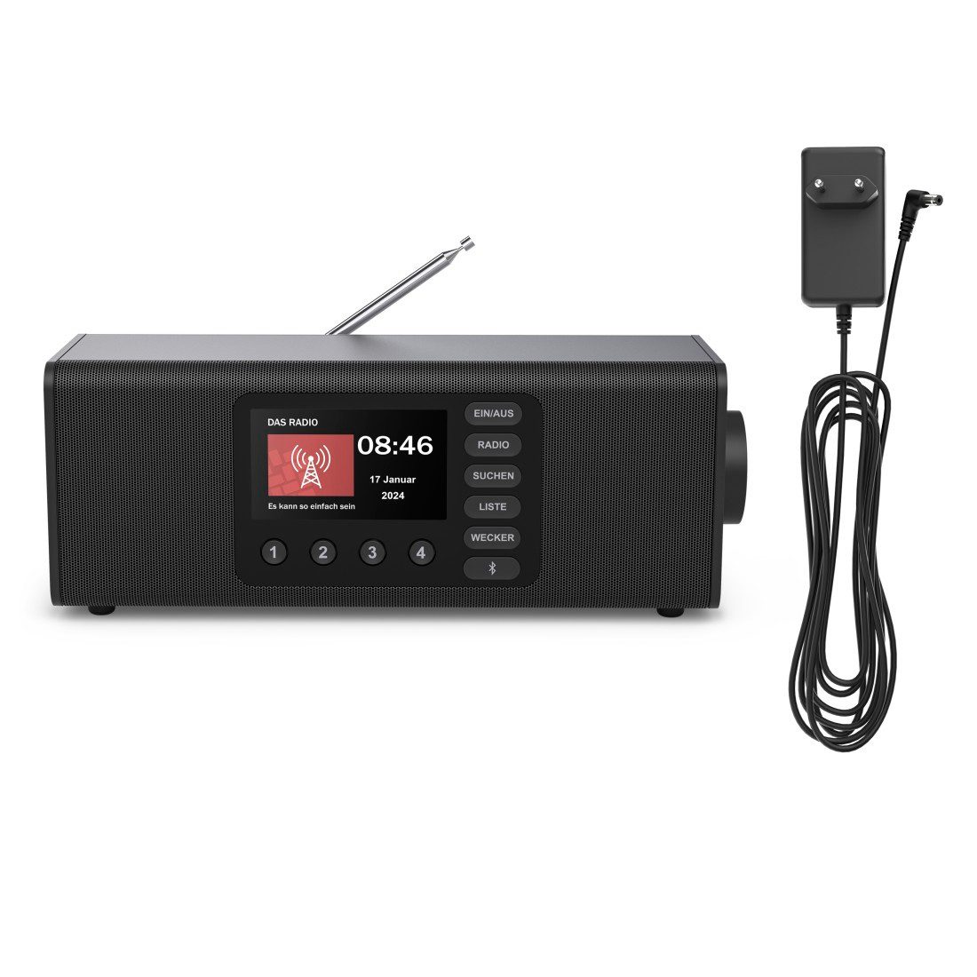 Hama Digitalradio mit DAB DAB+ FM Bluetooth und Wecker Digitalradio (DAB) (Digitalradio (DAB), 10 W, 4,3 Zoll TFT-Farbdisplay, große Tasten, Direktwahltasten)