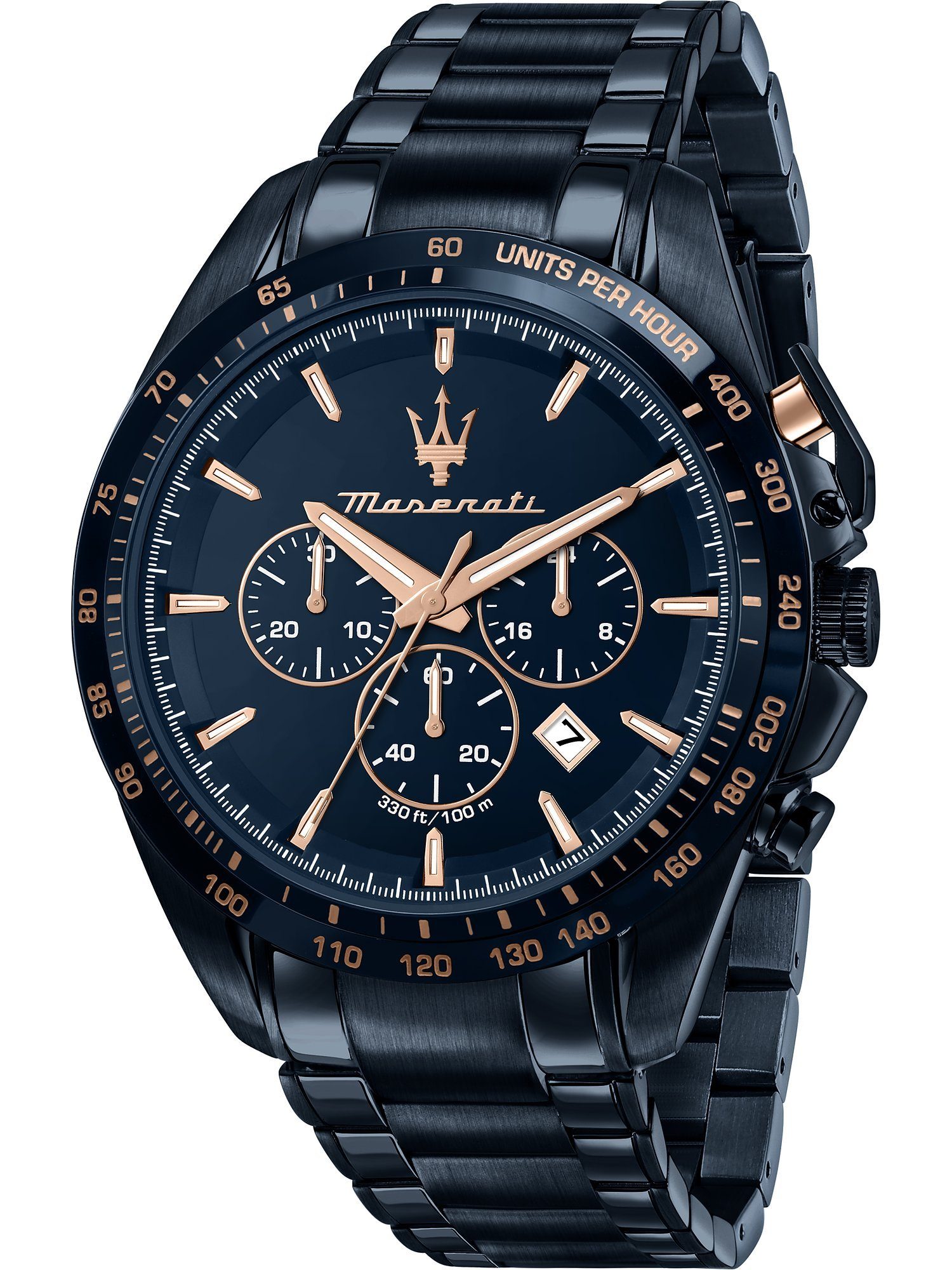 Maserati Time Chronograph Traguardo Blue Edition, mit modernem Design