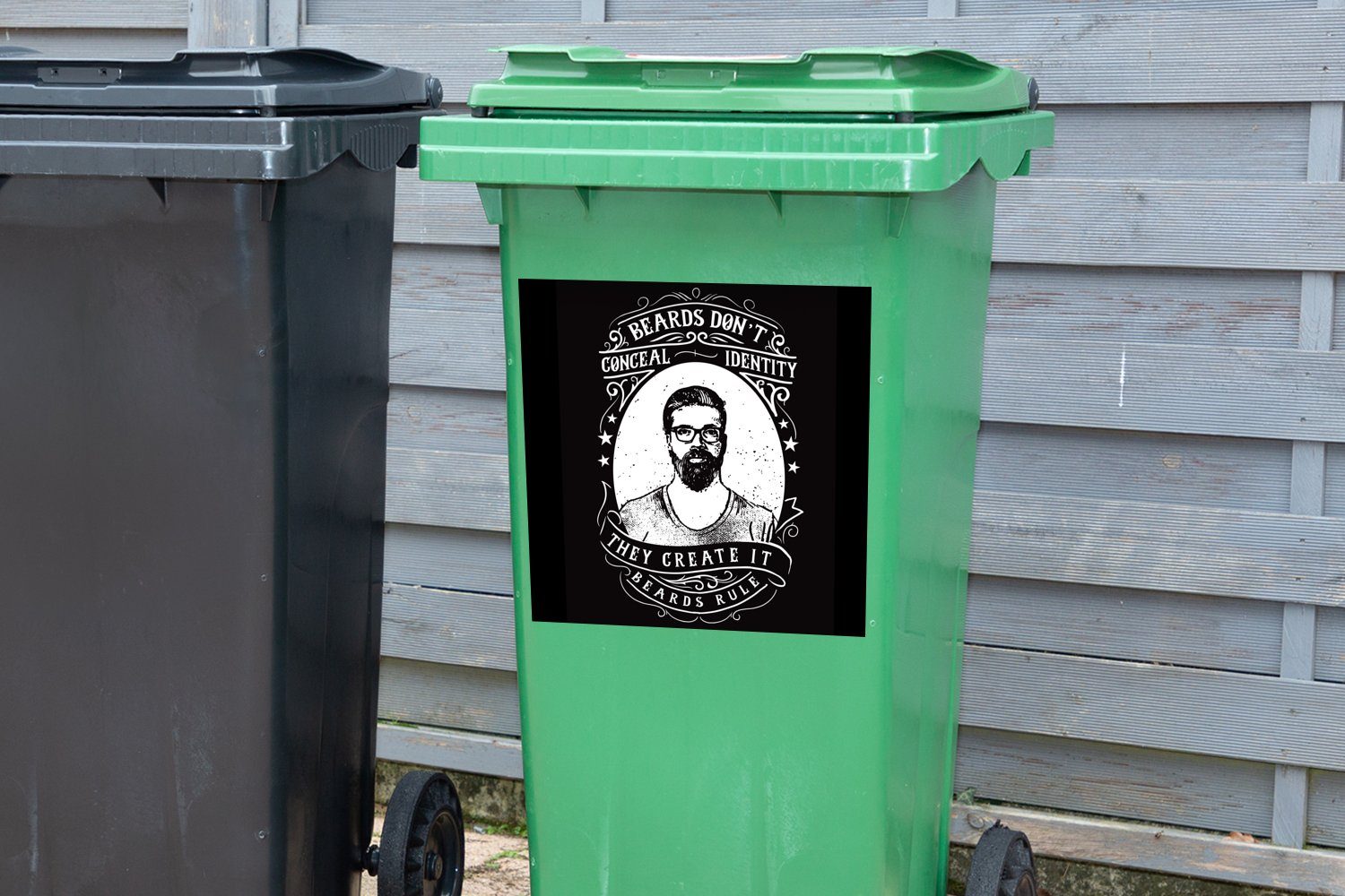 Bart Sticker, (1 - Männer - Mancave Container, Mülleimer-aufkleber, St), Mülltonne, MuchoWow Abfalbehälter Wandsticker Retro -