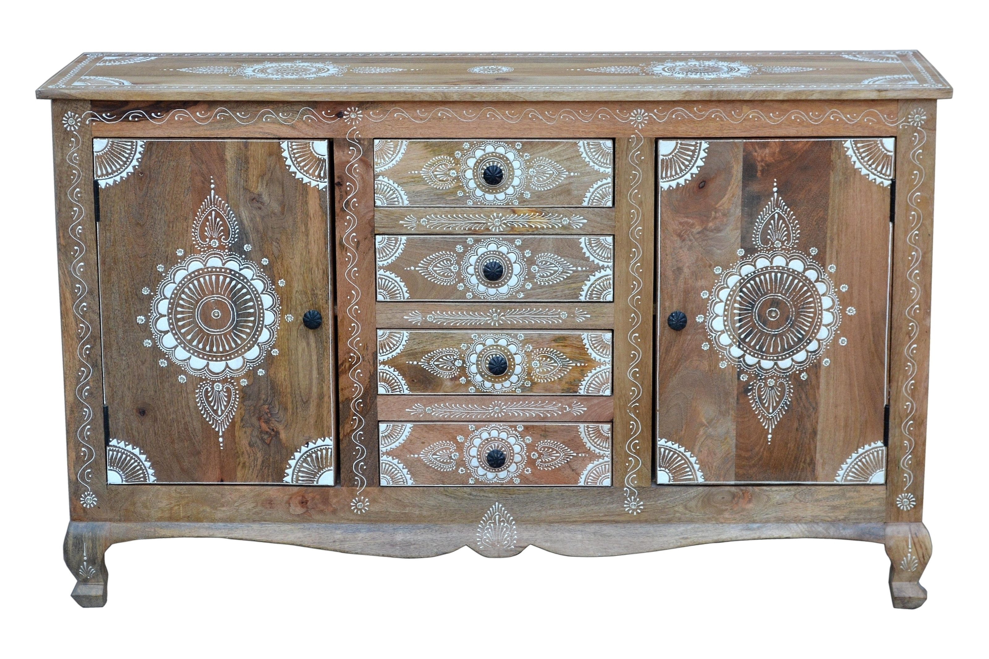 freiraum Sideboard Sharma, in Braun, Mangoholz - 140x85x40cm (BxHxT)