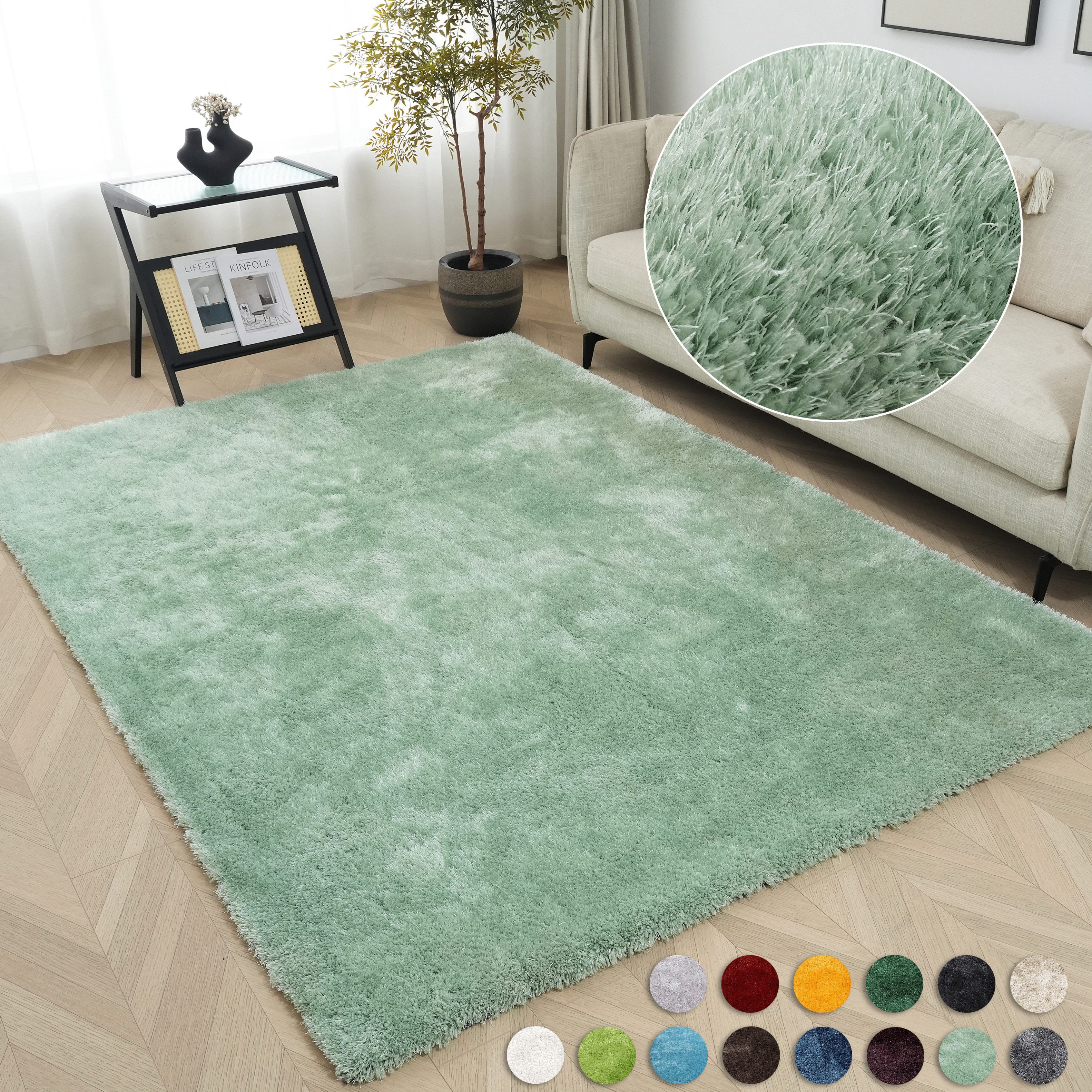 Bruno Banani Teppich Dana Teppich, besonders weich und kuschelig, Kundenliebling, rechteckig, Höhe: 30 mm, uni, Mikrofaser Teppiche, Wohnzimmer, Schlafzimmer, Esszimmer