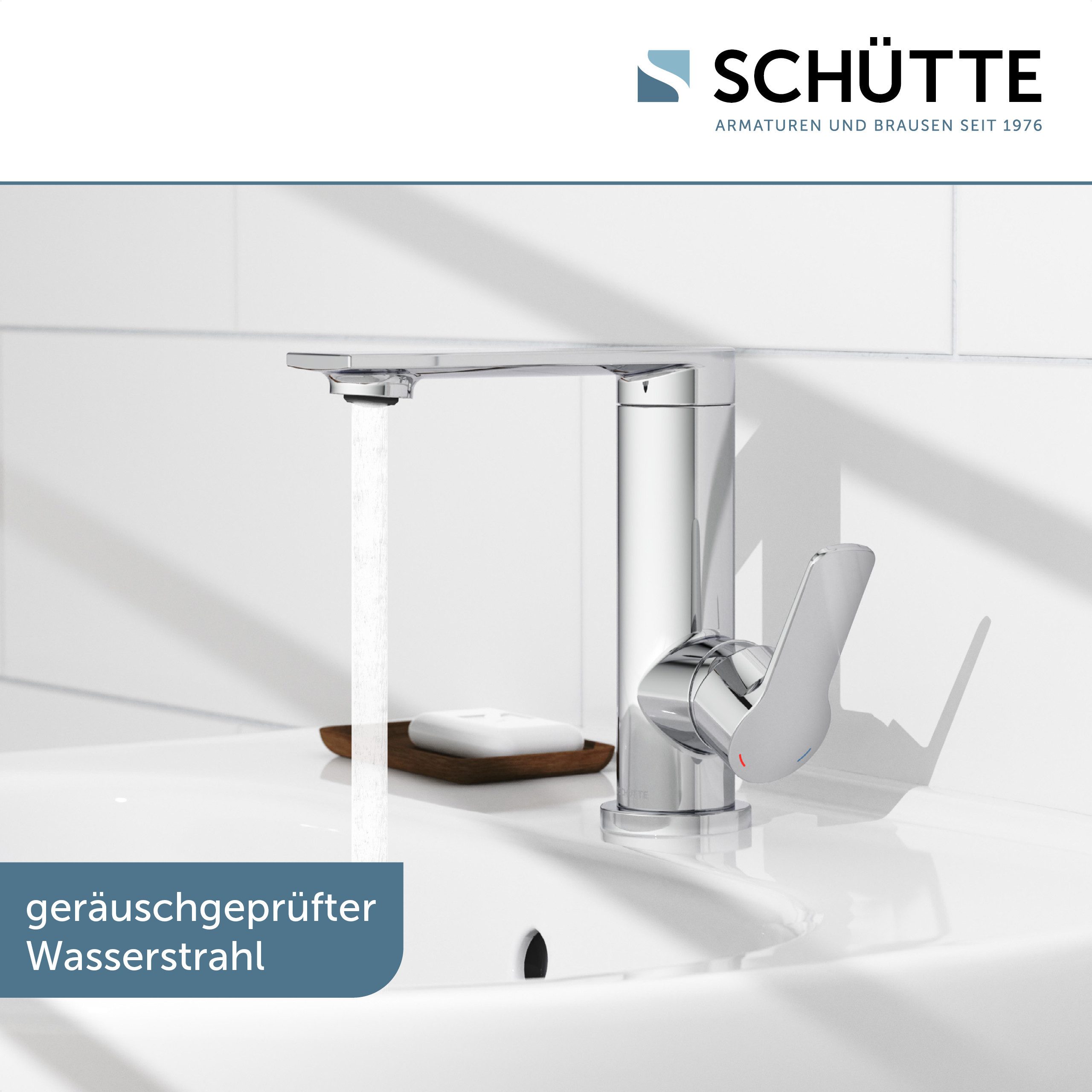 Schütte Waschtischarmatur ARIZONA Wasserhahn Ablaufgarnitur Exzenter Energiesparende Cold-Start-Funktion