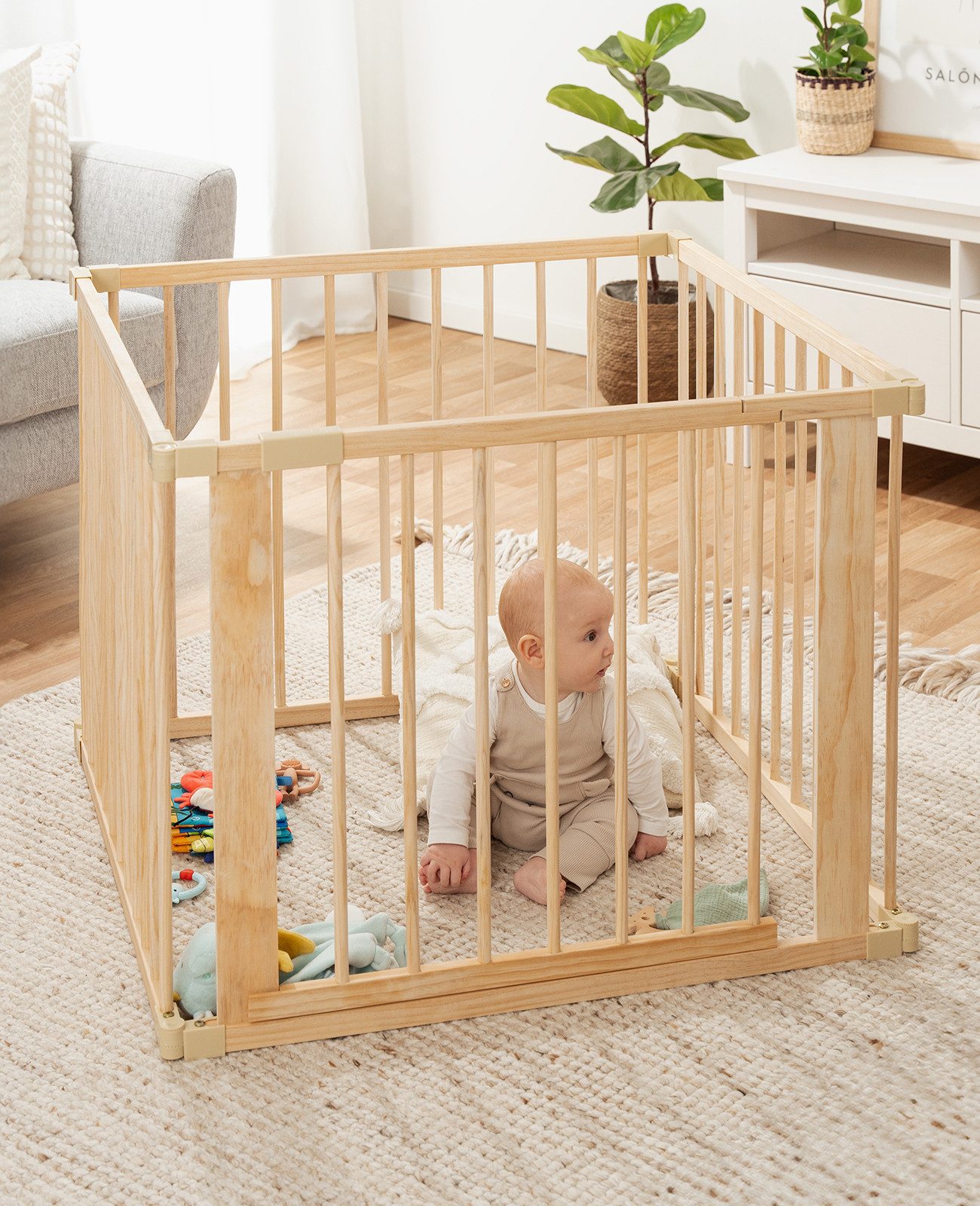 dibea Laufgitter Baby-Laufstall, Holz-Laufgitter (4-tlg), mit günstig online kaufen