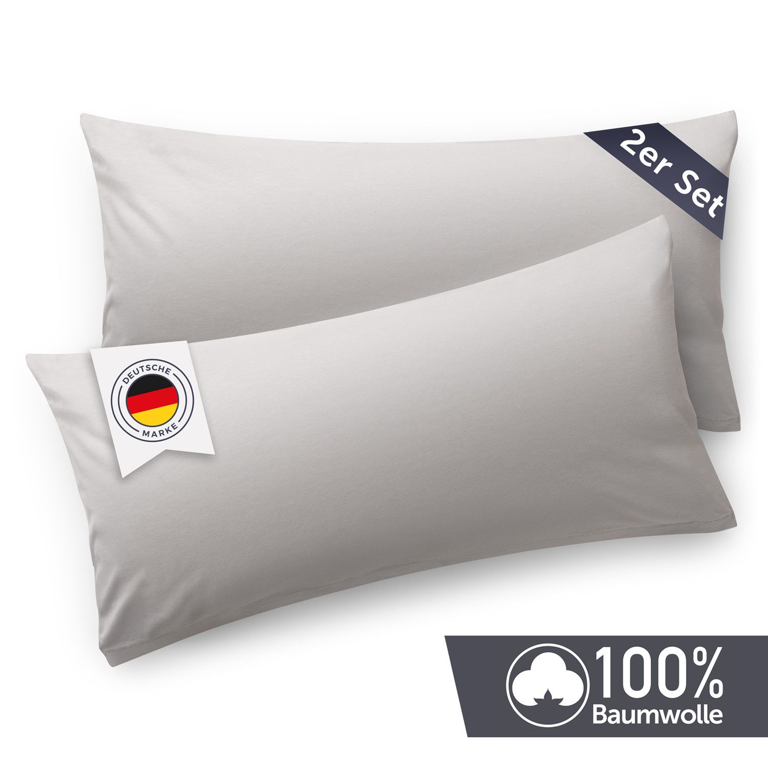 Blumtal Kissenbezug Premium Jersey 2er Set, Oeko-Tex Zertifiziert, (2 Stück), 100% Baumwolle