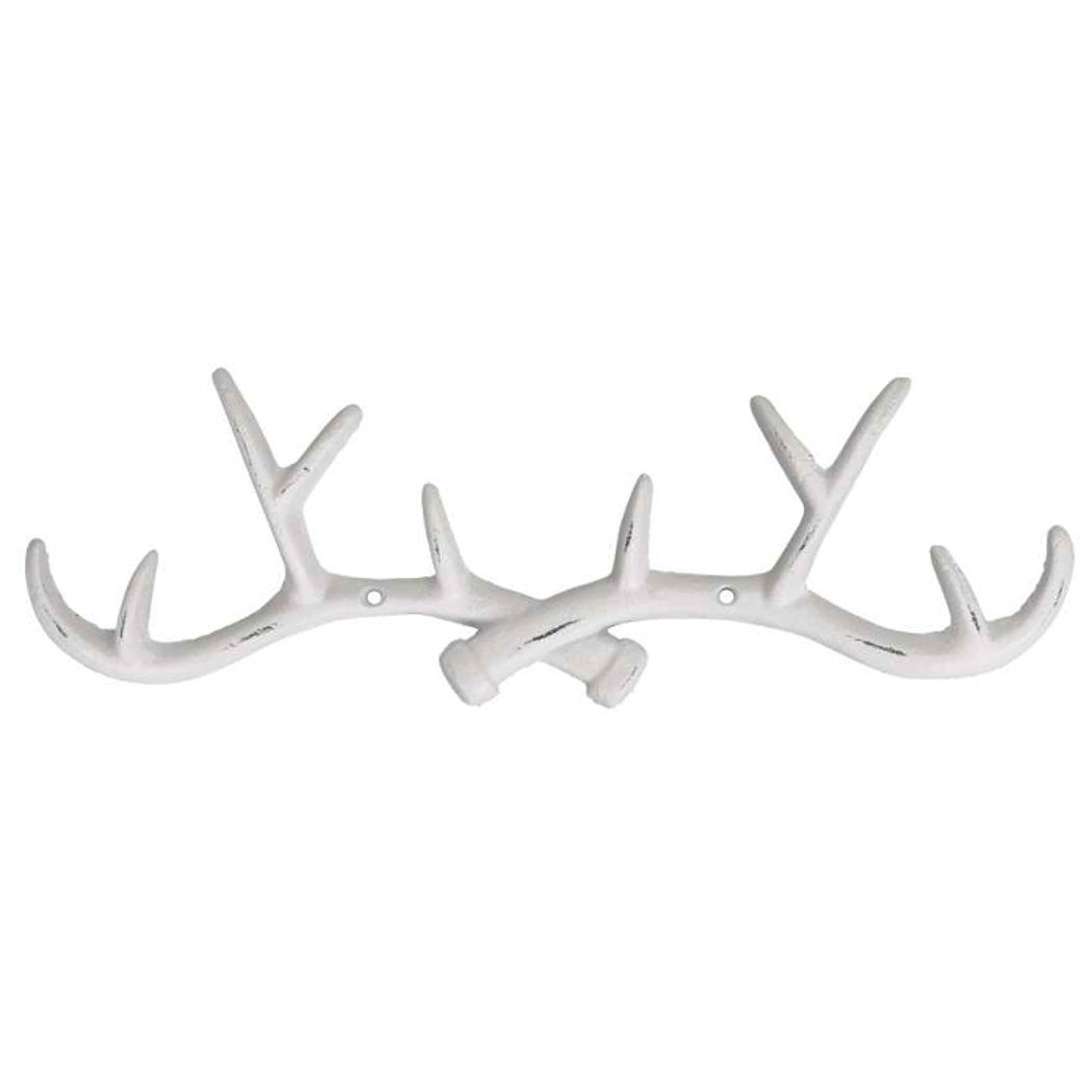 Macosa Home Dekohaken Metallhaken Geweih Kleiderhaken Handtuchhaken, Wände, (Weiß Landhaus 38 cm), Garderobenhaken Kleiderhaken