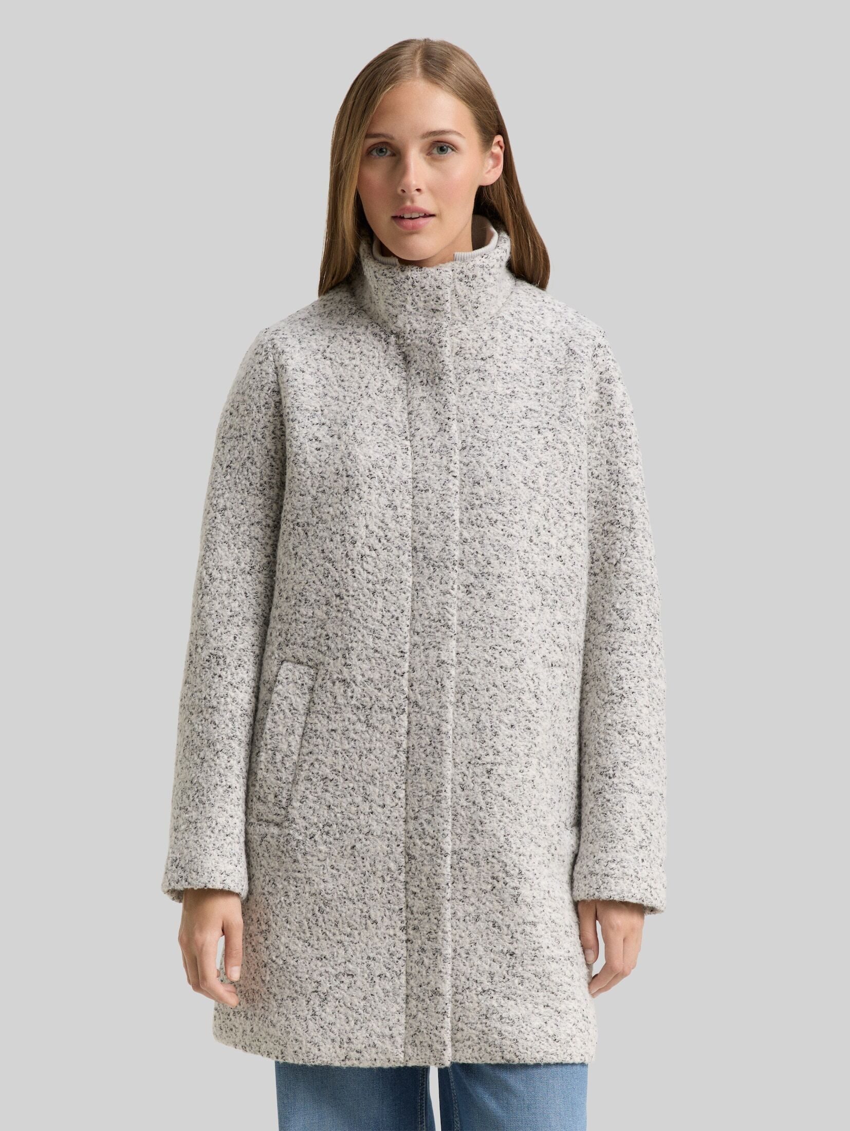 TOM TAILOR Denim Kurzmantel Jacken Bouclé Wollmantel mit Stehkragen