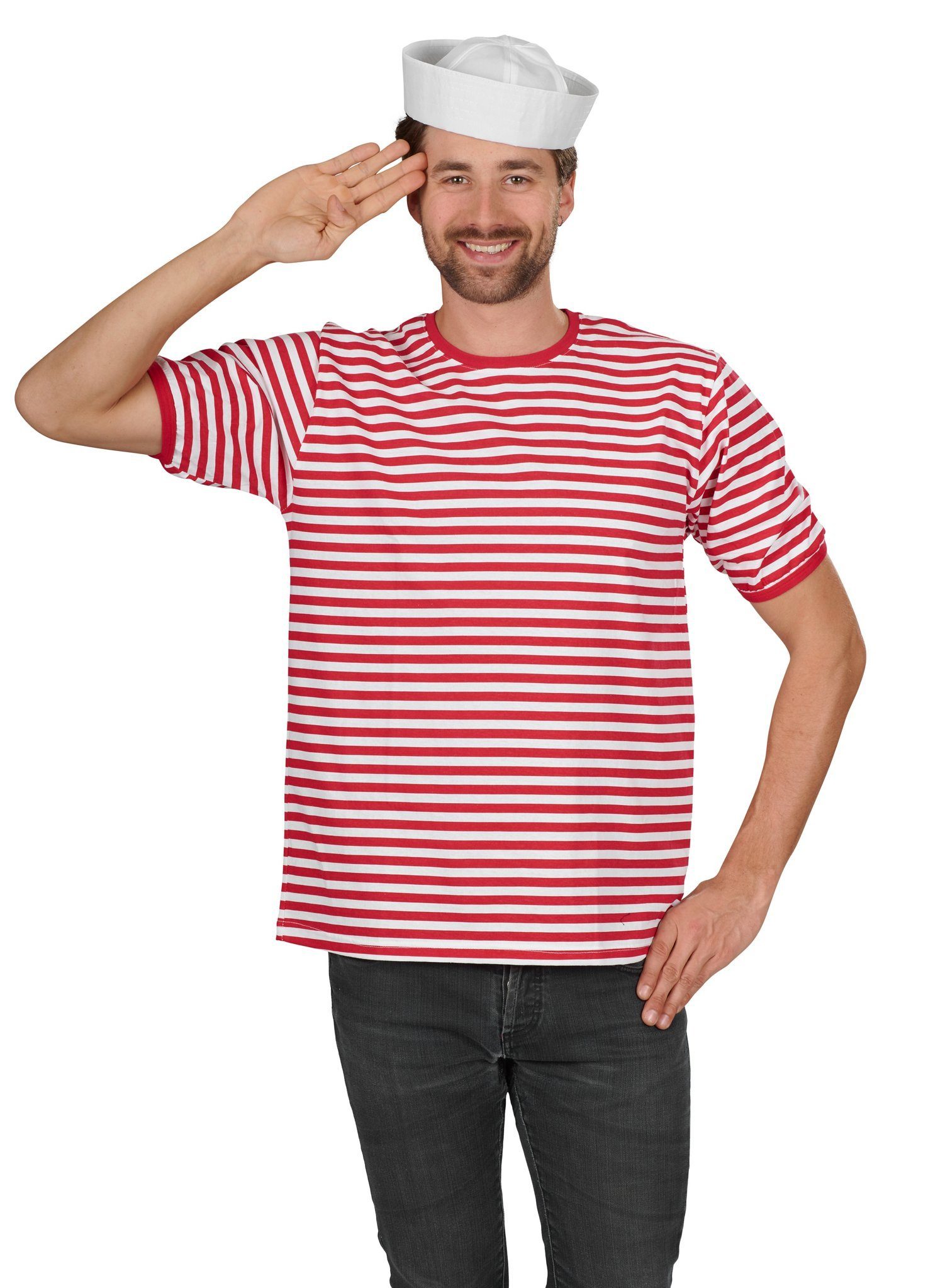 Metamorph T-Shirt Ringelpulli Kurzarm rot-weiß Klassische günstig online kaufen