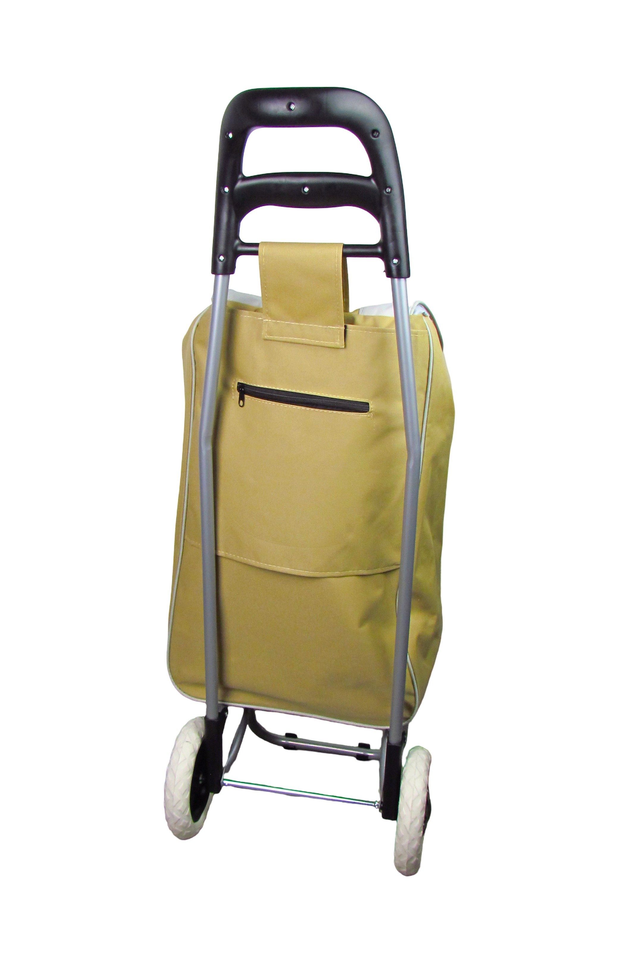 steinwohn Einkaufstrolley - klappbar 38L – leicht & stabil – wetterfest, - mit Reißverschlusstasche – Metallgestell & 600D-Polyester