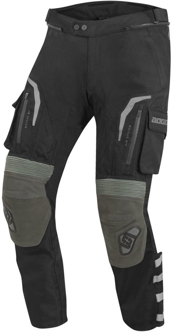 Bogotto Motorradhose Explorer-Z wasserdichte Motorrad Leder-/Textilhos Black/Green