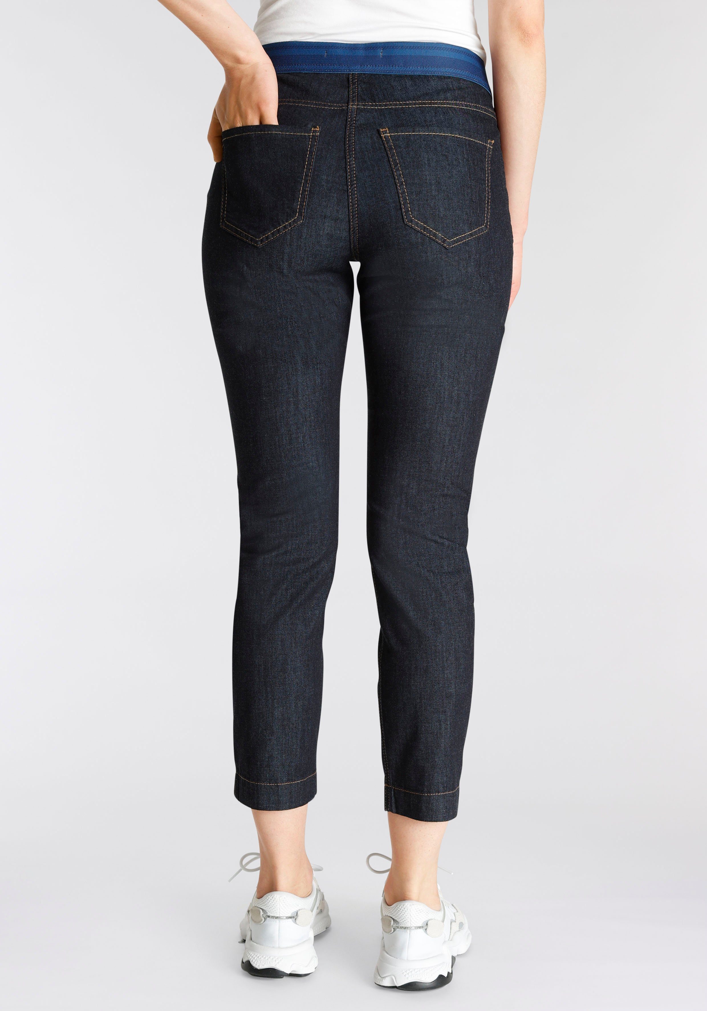 mit der Bund fashion rinsed Slim MAC an cropped Taille elastischem Sport 7/8-Jeans
