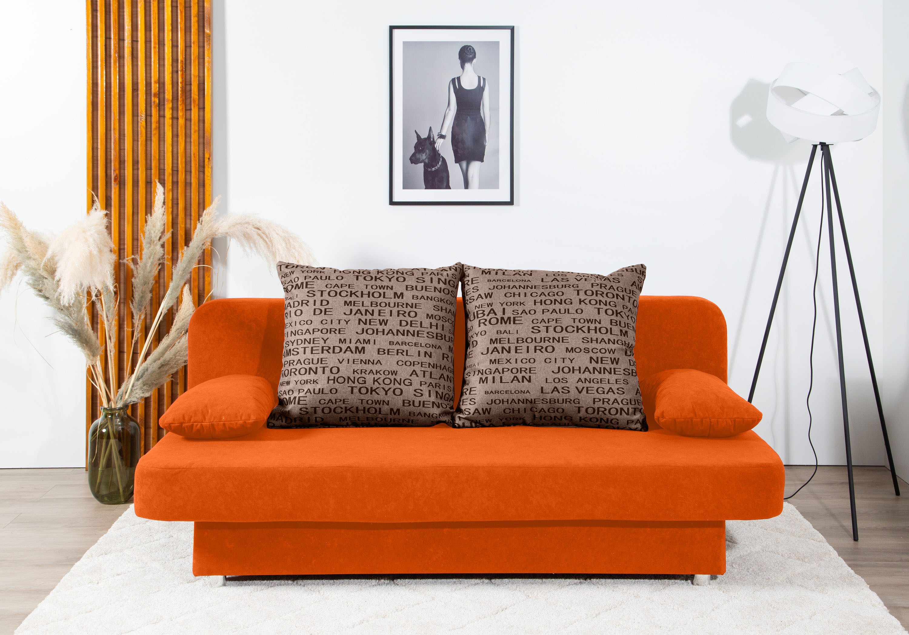 COLLECTION AB Schlafsofa Ulla, B: 186 cm, Liegel. 142x186 cm, Schlaffunktion, Bettkasten & 2 Wende-Rückenkissen