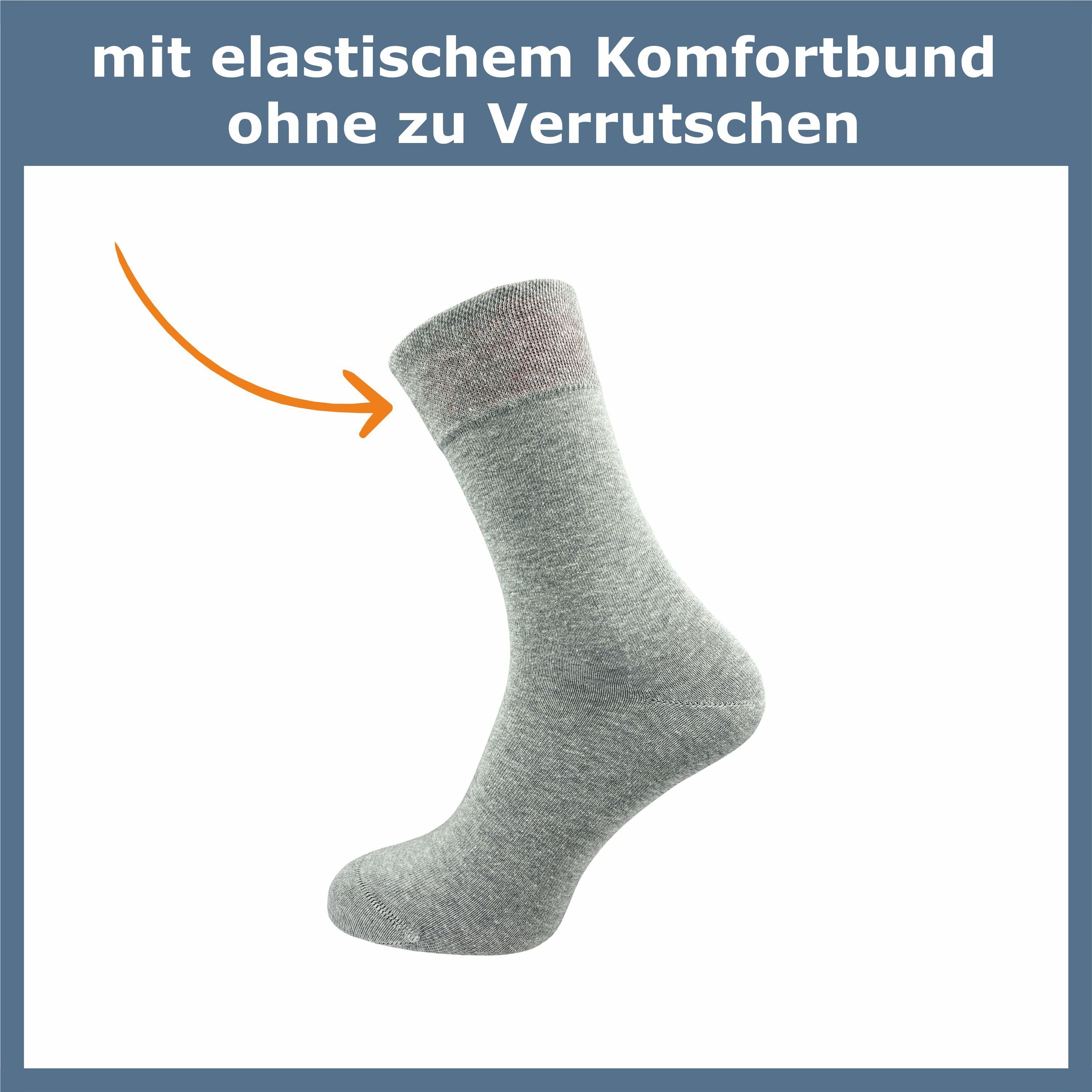 GAWILO Socken für Naht gekämmter Premium hellgrau & & doppelt drückende - Baumwolle grau schwarz, hochwertiger, (6 Paar) Herren aus blau - Komfortbund ohne Damen