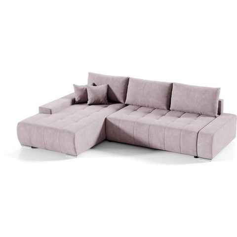 Compleo Ecksofa MONO L-Form Ecksofa mit Steppung, Schlafsofa aus Velourstoff, Breite: 265 cm, Modern Wohnzimmer