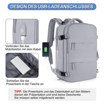 DTC GmbH Reiserucksack Lässiger Rucksack Damen und Herren, Reiserucksack wasserdicht mit (USB-Lade-Anschluss für 15,6" laptop, (Schuhfach, Backpack mit), Laptopfach, Freizeitrucksacke, Schulrucksack), Airline Approved