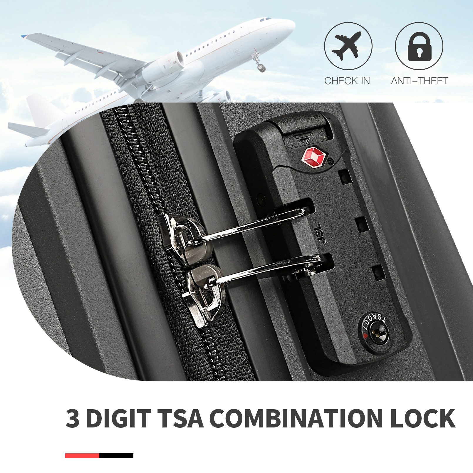 British Traveller Kofferset Reisekoffer-Set, 4-teiliges Hartschalen-Spinner-Set mit TSA-Schloss, (4 tlg) – Bild 4 von 5