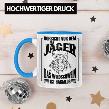 Trendation Tasse Lustige Tasse Geschenk für Jäger Wildschwein Spruch Geschenkidee Jagd