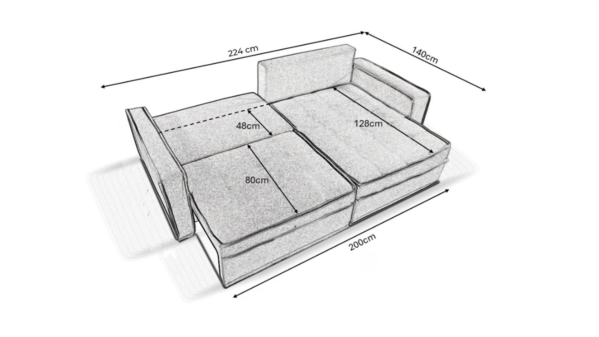 Fun Möbel Ecksofa Sofa mit Schlaffunktion FUN ESBEN in Stoff, inkl. 2 x Rückenkissen, Bettkasten, Rundumbezug