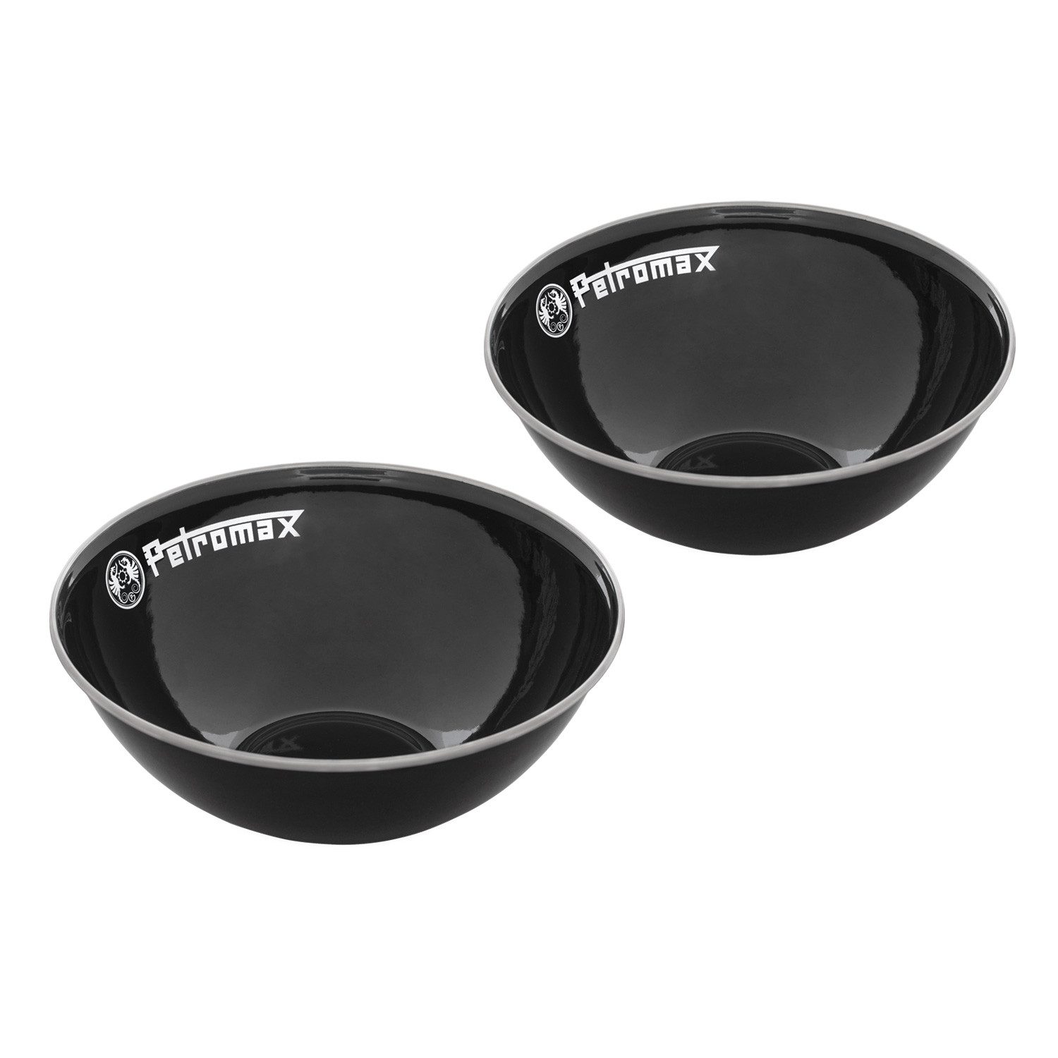 Petromax Holzkohlegrill Petromax Emaille-Schalen Schwarz 2er-Set 1 Liter