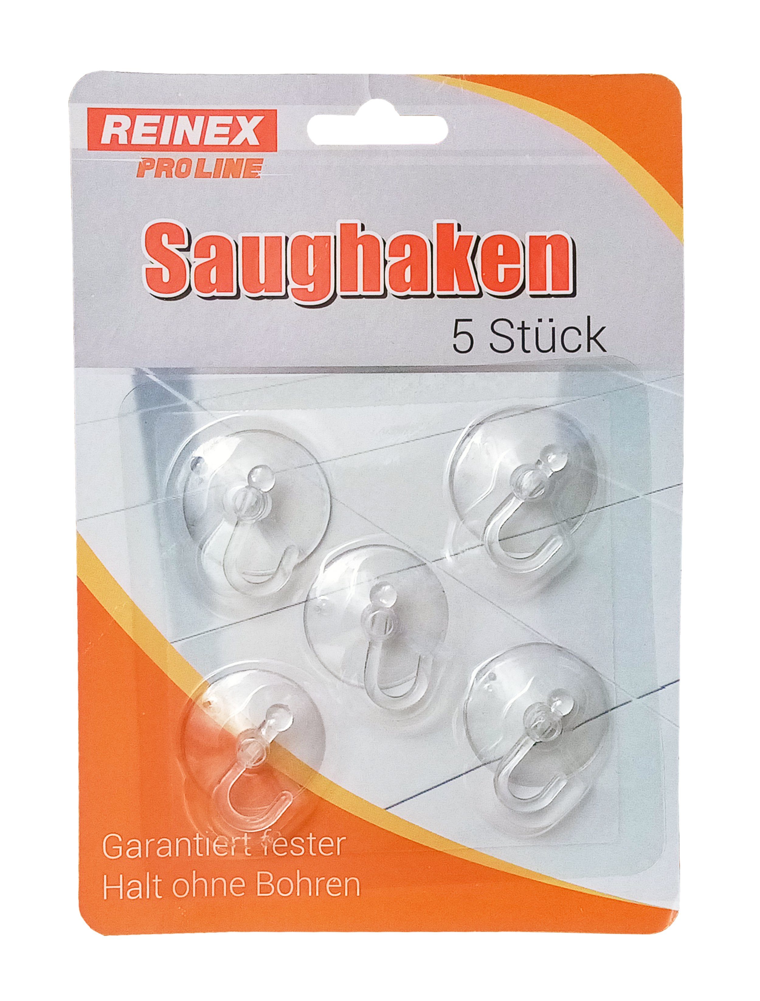 Reinex Handtuchhaken 5 SAUGHAKEN Ø3cm Haken mit Saugnapf Transparent Fenste günstig online kaufen