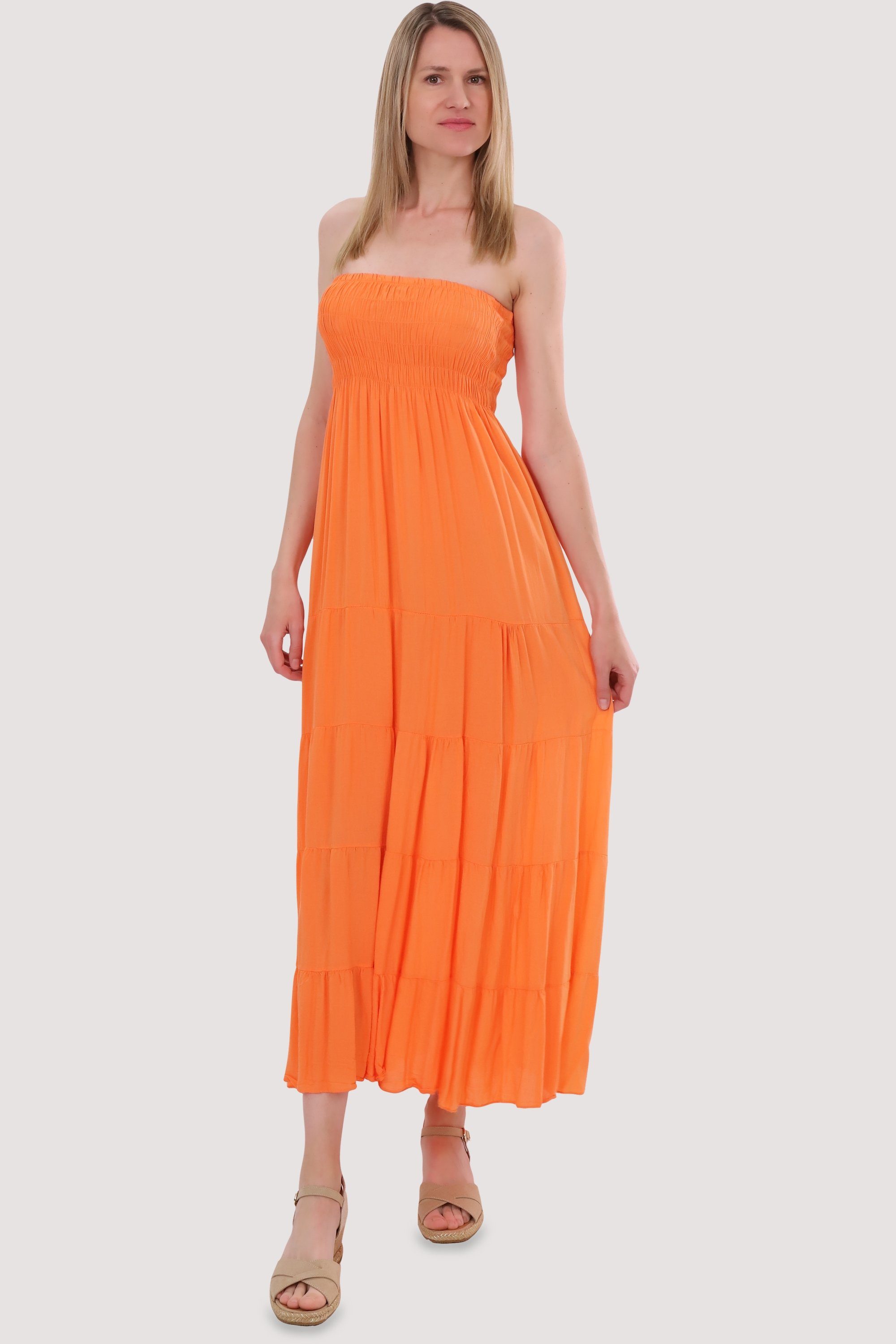 malito orange figurumspielendes Einheitsgröße Bandeaukleid Strandkleid fashion 4635 Sommerkleid more than