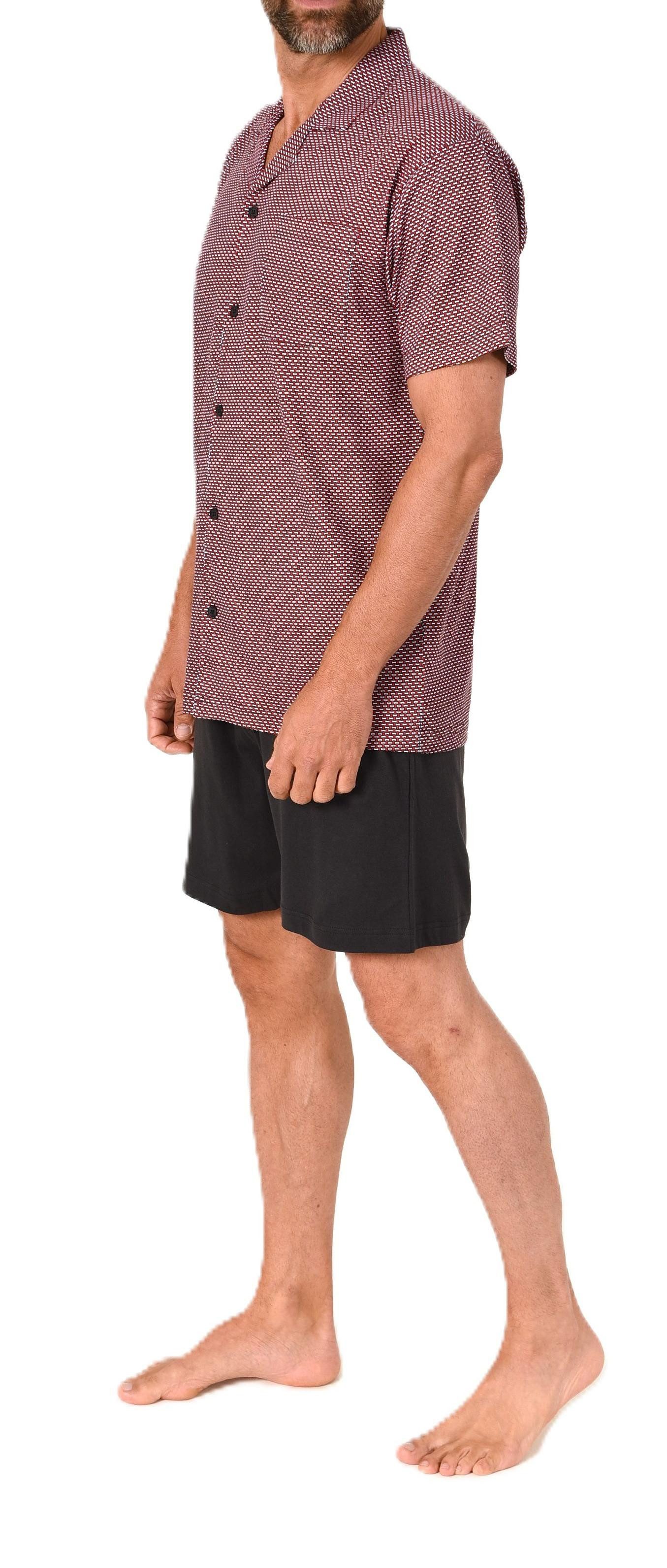 Normann Pyjama Herren Kurzarm Schlafanzug Shorty zum durchknöpfen, auch in Übergröße