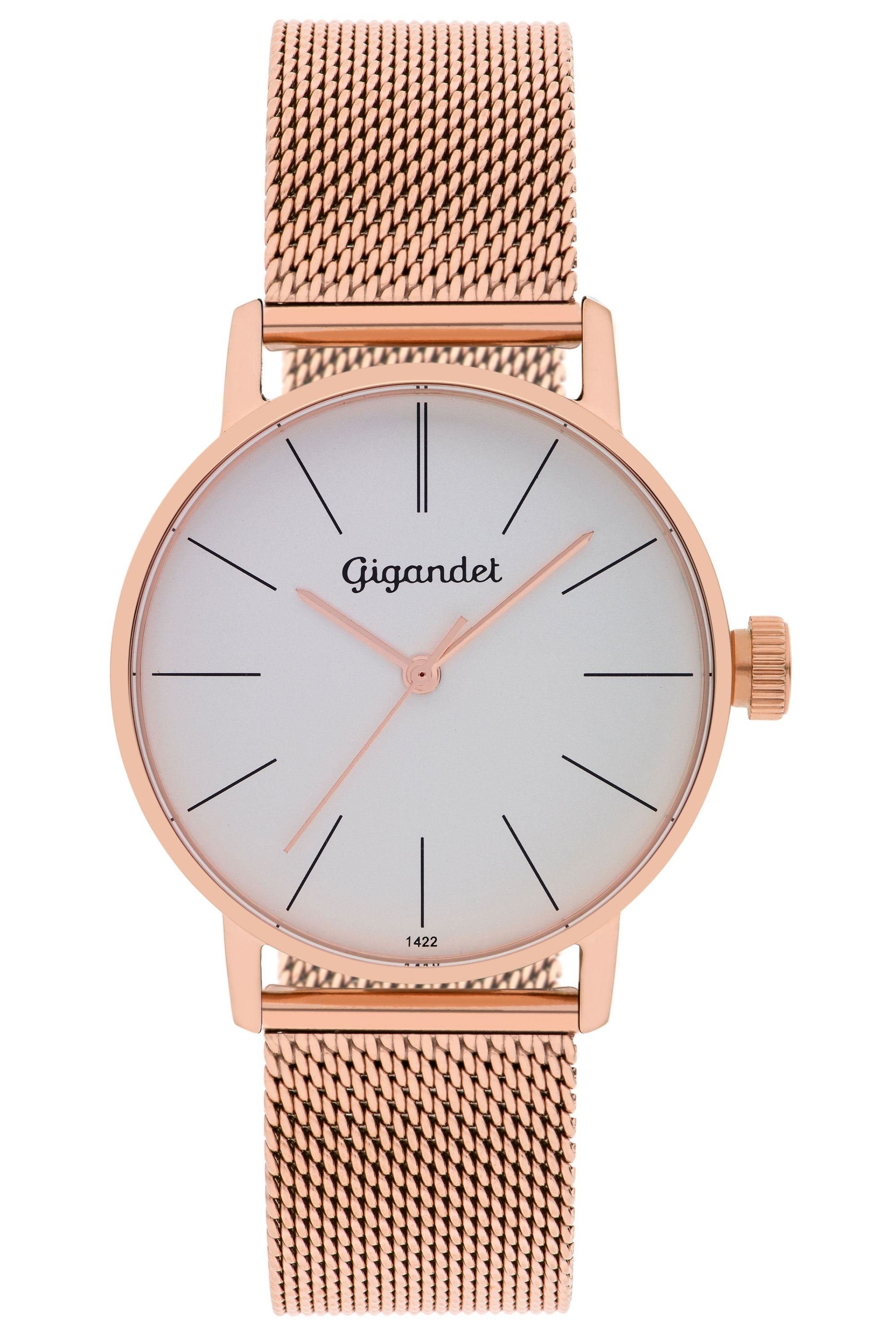 Gigandet Quarzuhr Damenuhr, Armbanduhr, Businessuhr, 35mm, MINIMALISM G43-008 G43-008, Mineralglas, Edelstahlband, Schlicht, Flach, 3bar/30m wasserdicht