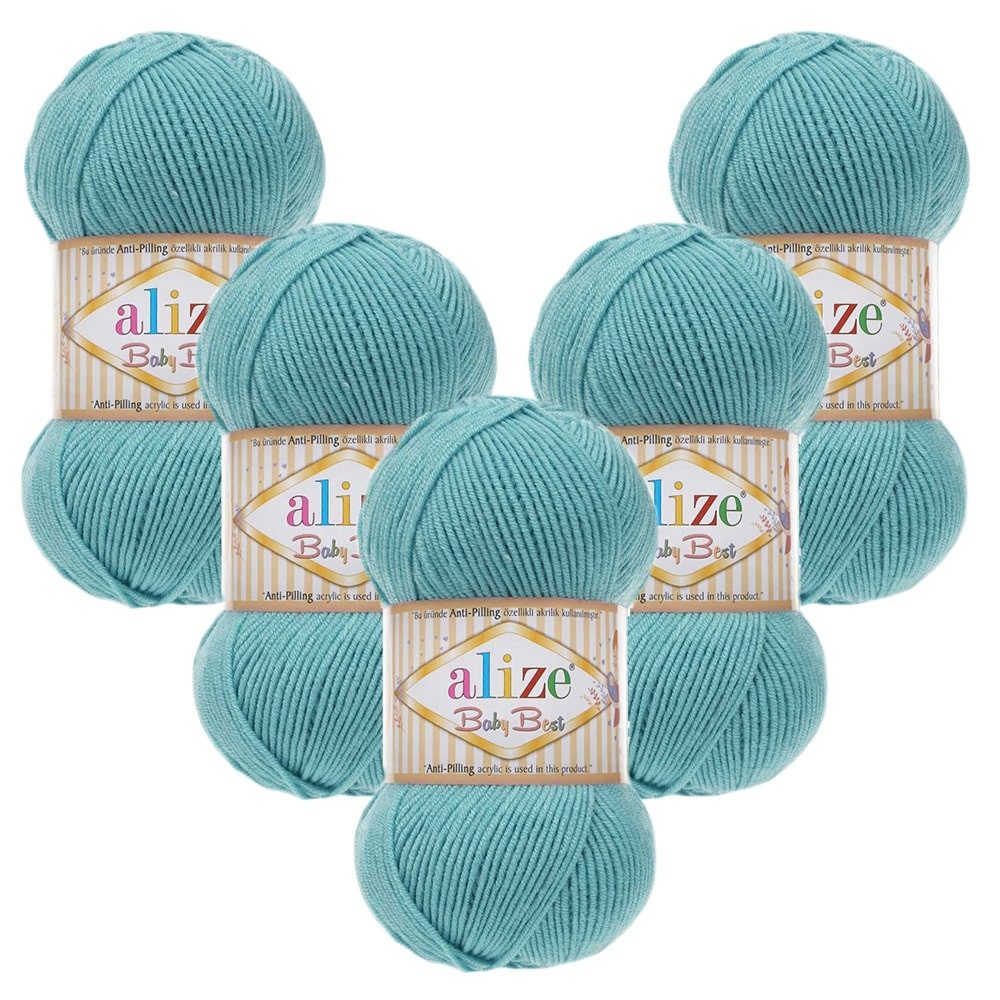 Alize 5 x ALIZE Baby Best 164 Azur Häkelwolle, 240 m, Babywolle,Viskose,Anti-Pilling,Babygarn